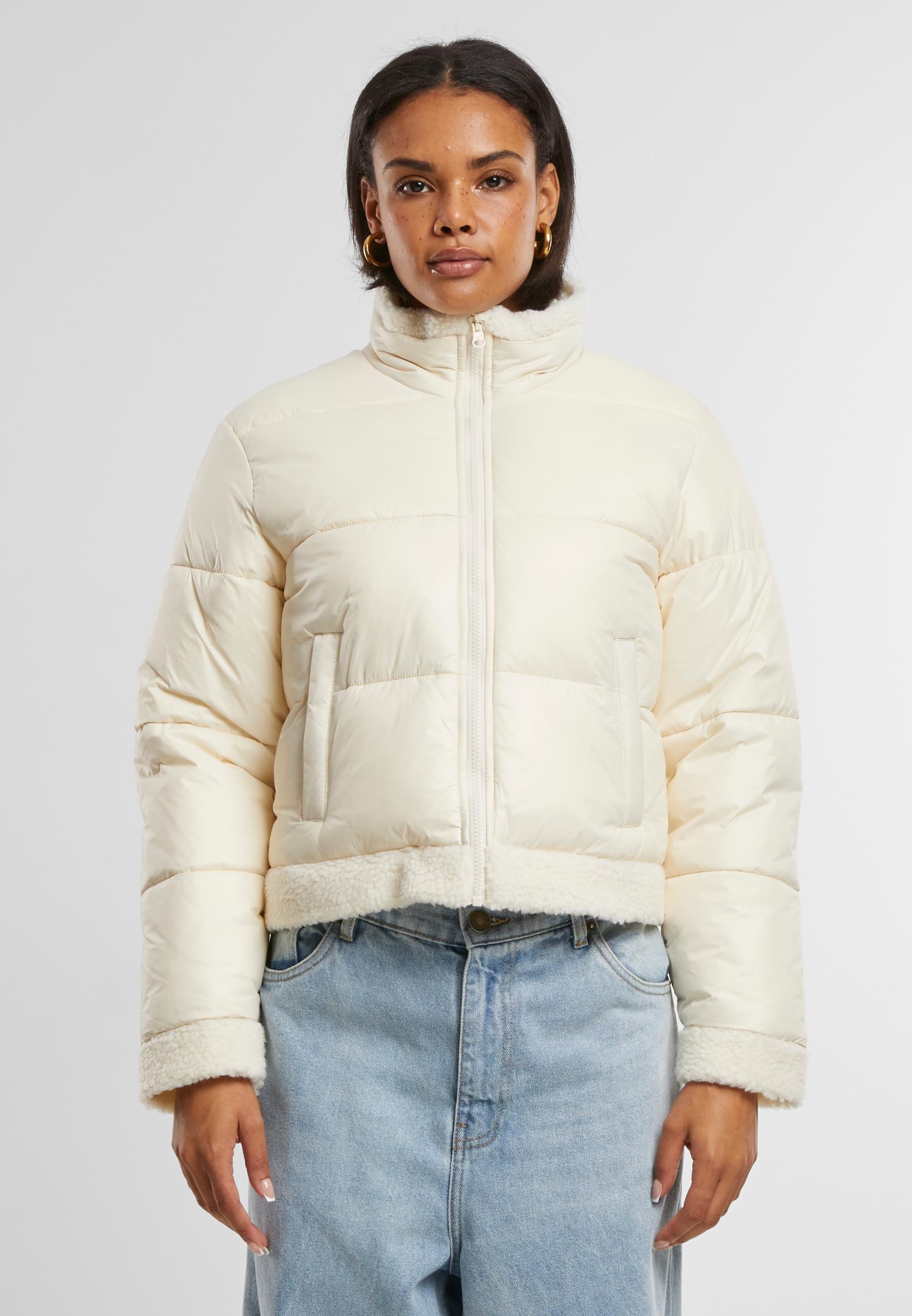URBAN CLASSICS Allwetterjacke »Urban Classics Ladies Recycled Shiny Puffer Sherpa Jacket«, (1 St.), ohne Kapuze