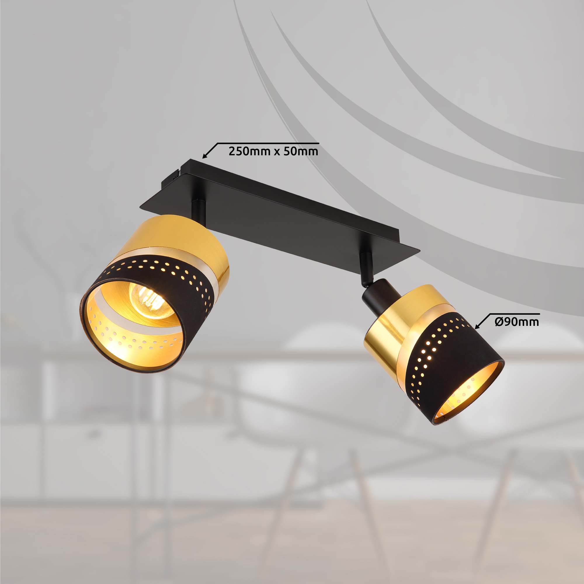 GLOBO LIGHTING Deckenstrahler »OR«, Leuchtmittel E14 | ohne Leuchtmittel, Deckenspot/schwarz/goldfarben/Flur/Wohnzimmer/Schlafzimmer