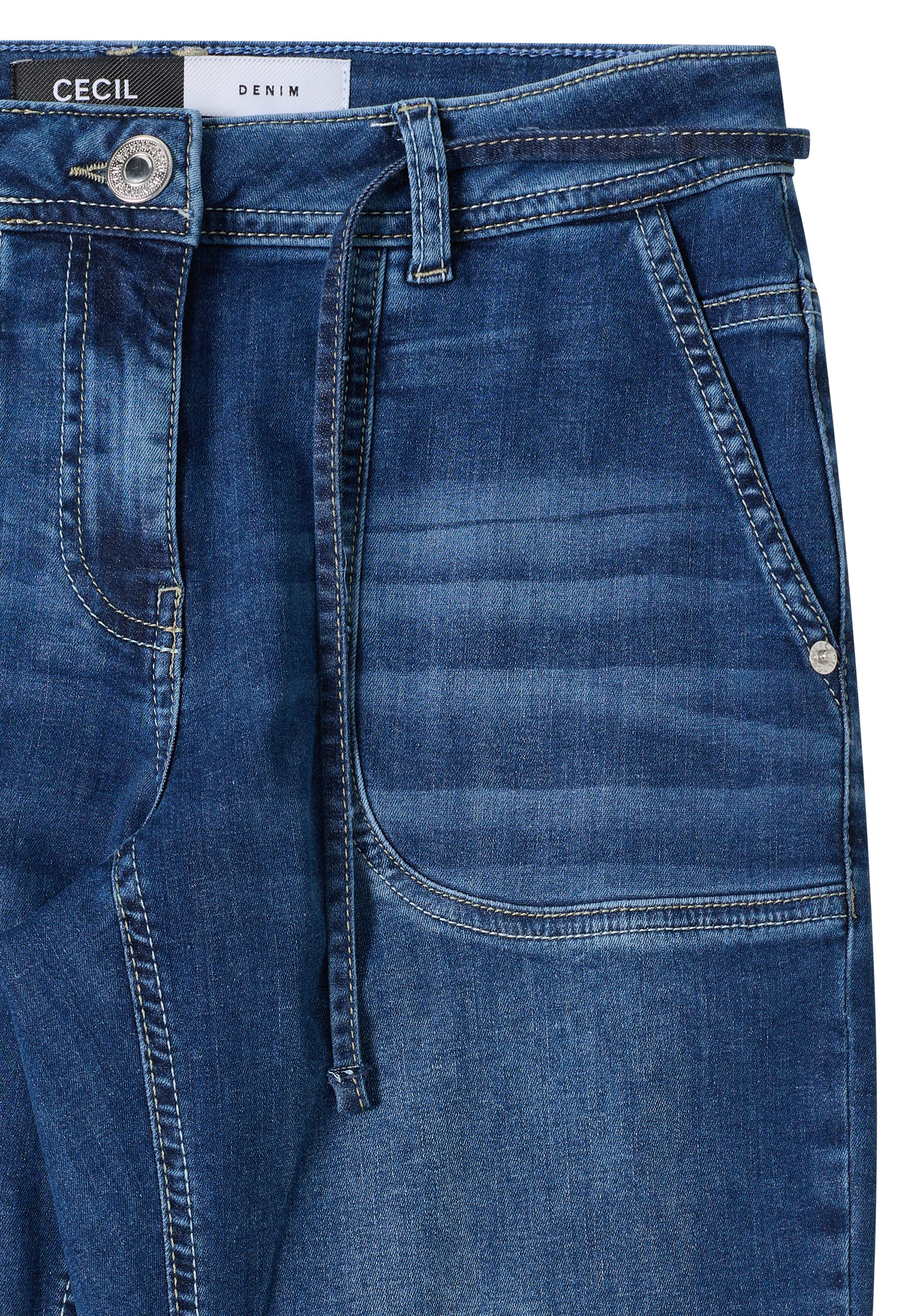 Comfort-fit-Jeans CECIL, Damen, Gr. 34, Länge 30, mid blau wash, Jeans, 77% Baumwolle, 20% Polyester, 3% Elasthan, unifarben, knöchellang, Jeans, Middle Waist 2