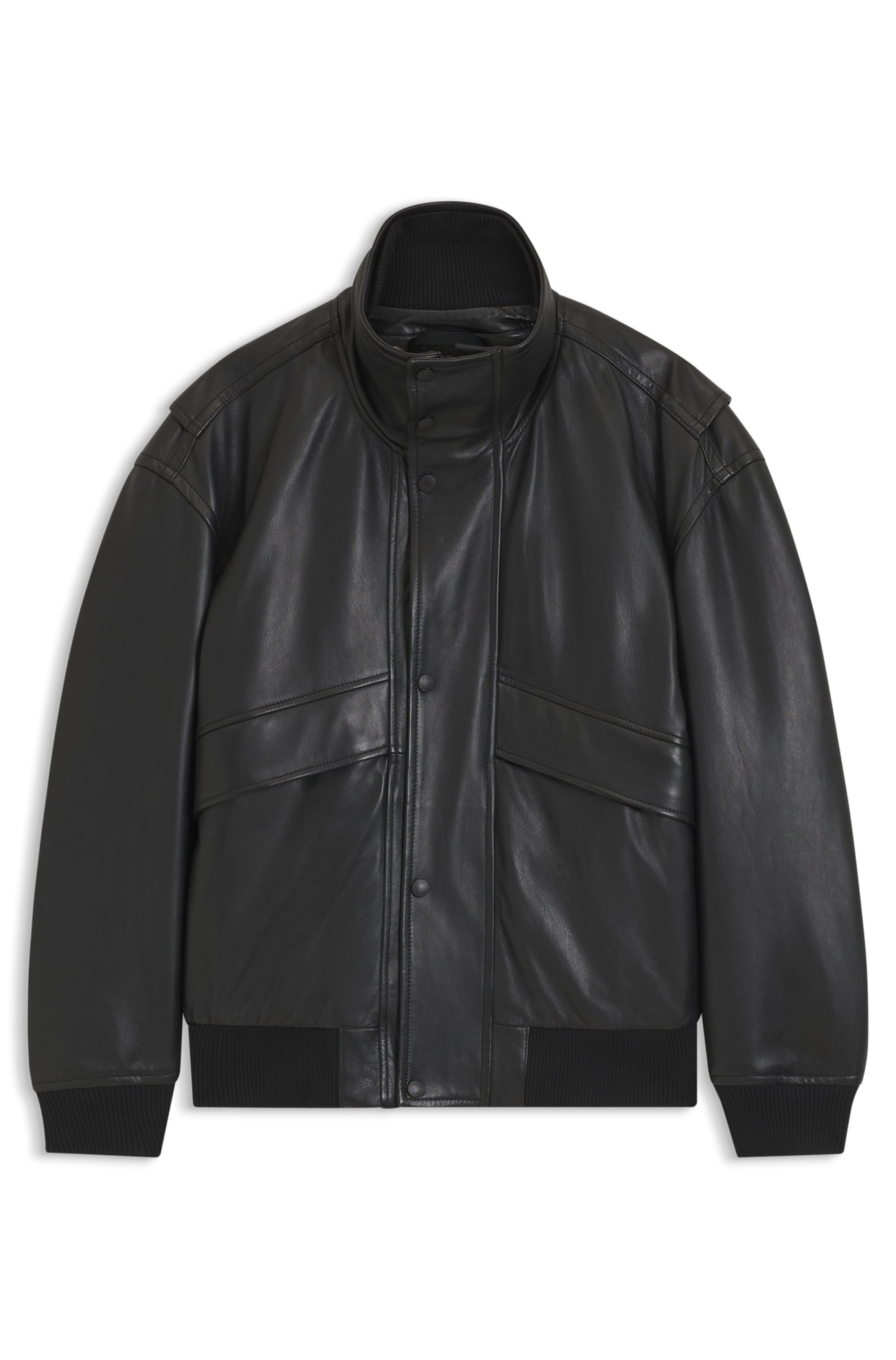 BOSS ORANGE Lederjacke »Jolights« Weiches, strukturiertes Schafleder, Relaxed Fit, abnehmbares Inlay