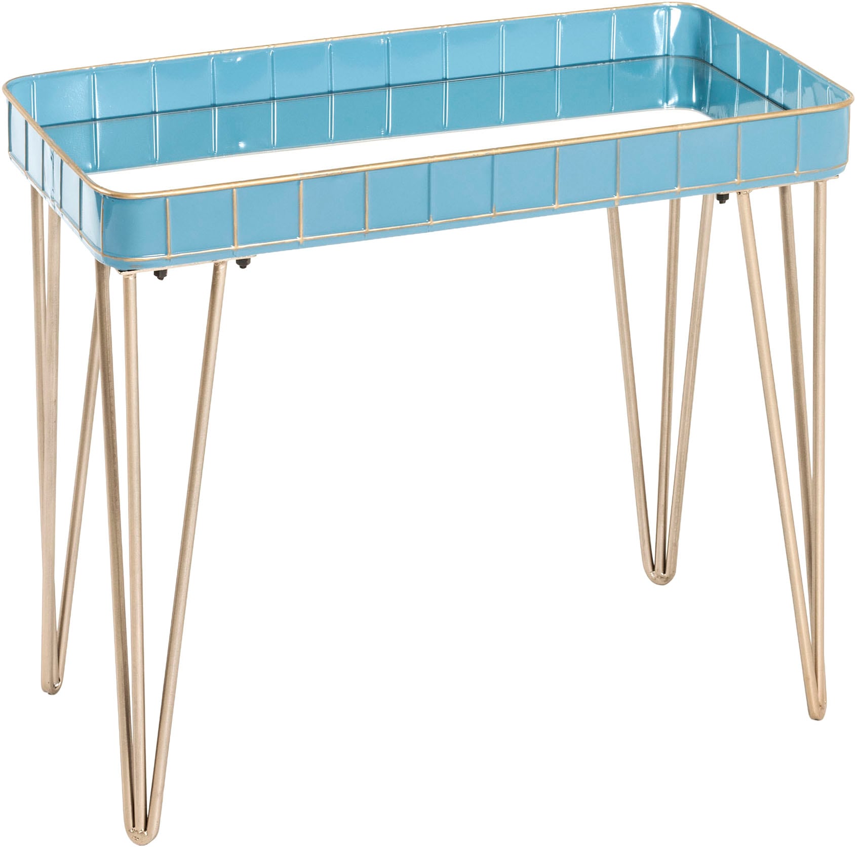 HAKU Beistelltisch "Sofatisch, Wohnzimmertisch" 1 Stk. tlg. rechteckig - aus Metall Blau B/T/H 60/31/54 cm