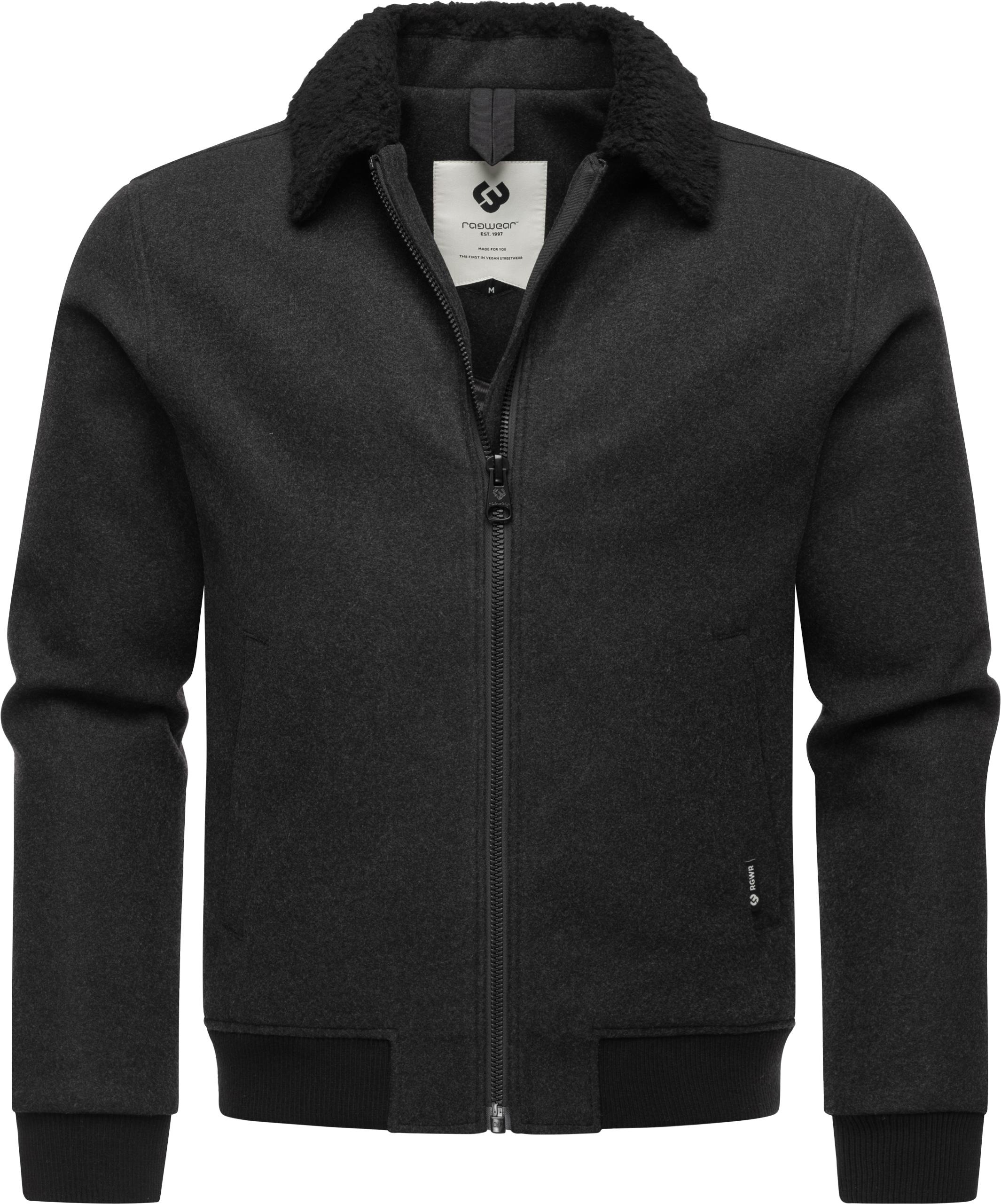 Ragwear Outdoorjacke "Sivval Felt" ohne Kapuze lässige Herren Jacke in Woll-Optik mit Teddyplüsch-Kragen