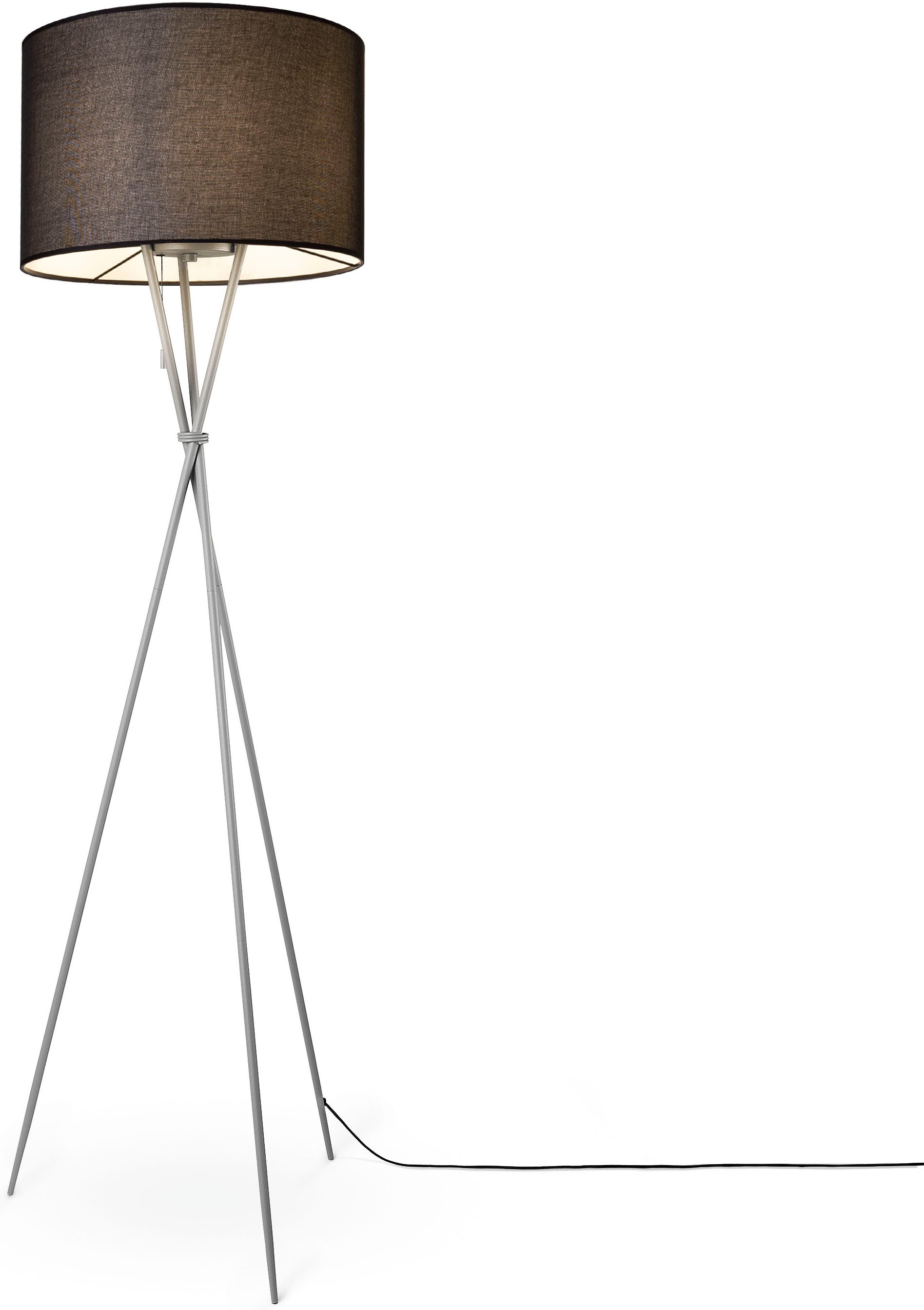Paco Home Stehlampe »KATE CANVAS UNI COLOR«, Leuchtmittel E27 | ohne Leuchtmittel, Wohnzimmer Dreibein Stoffschirmlampe Standleuchte Textil Schirm E27