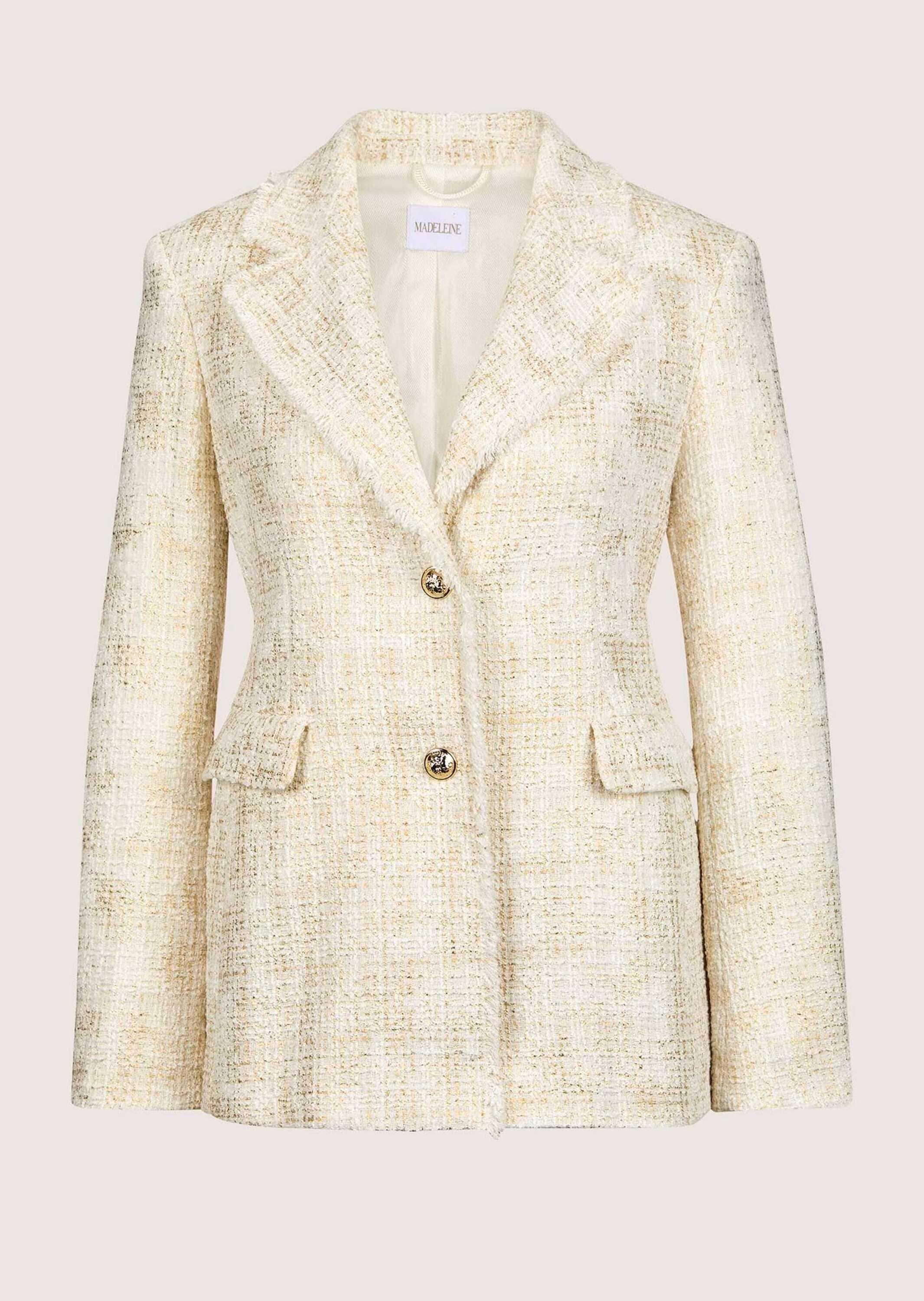 MADELEINE Jerseyblazer "Blazer Bouclé-Blazer mit Fransen-Akzenten" günstig online kaufen