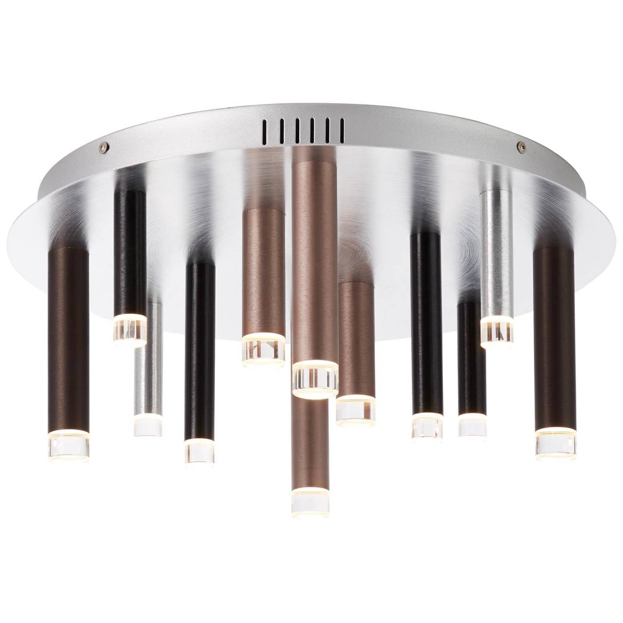 Brilliant LED Deckenleuchte »Cembalo«, 12 flammig-flammig, Ø 51 cm, 3-Stufen dimmbar, 5400lm, warmweiß, Metall, alu/schwarz/braun