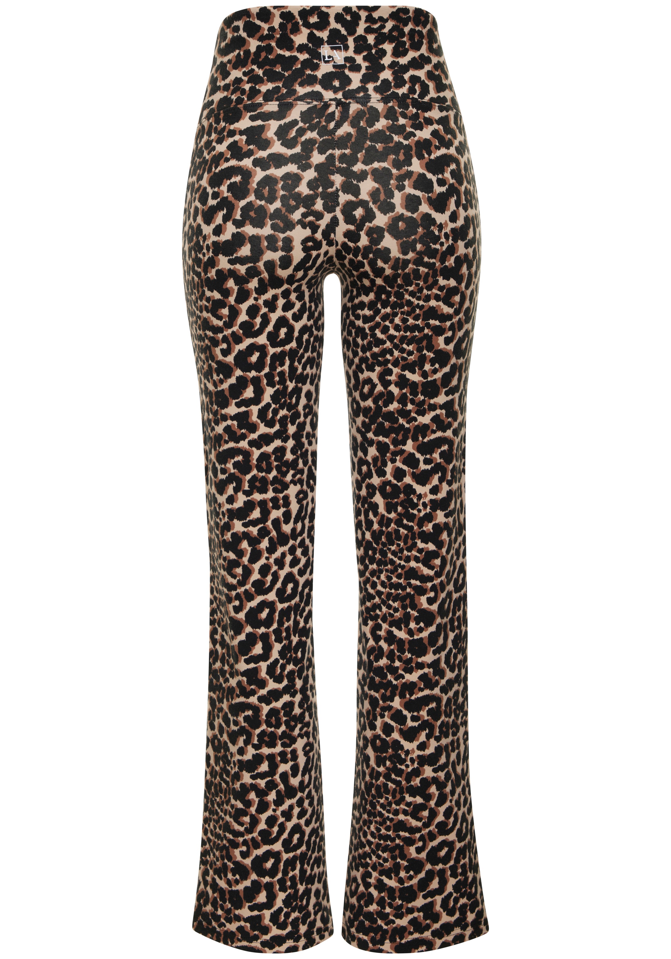 Leggings LASCANA ACTIVE, Damen, Gr. L (44/46), N-Gr, leo gemustert, Obermaterial: 95% Baumwolle, 5% Elasthan, bequem lang, Hosen Leggings, Breites Bündchen und ausgestellte Beine 3
