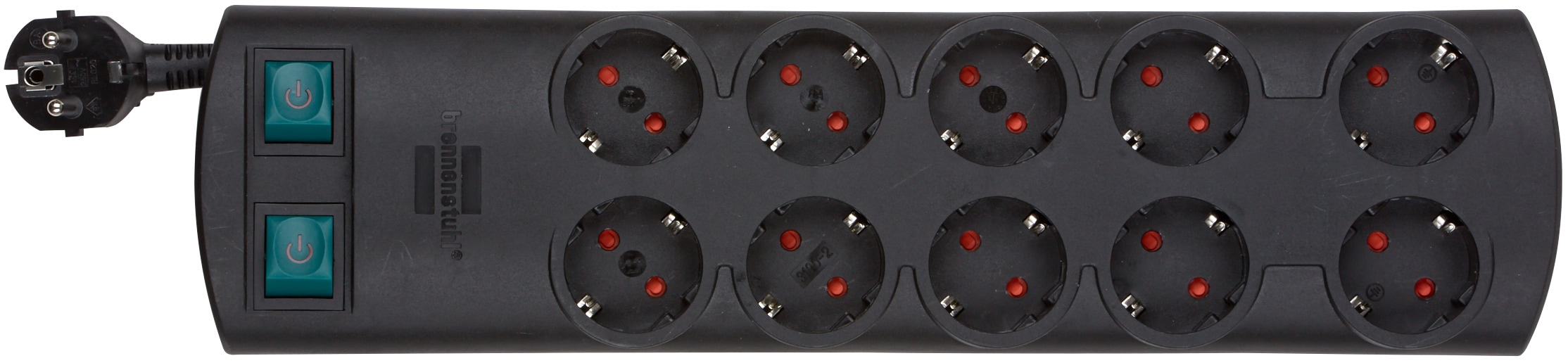 Brennenstuhl Steckdosenleiste »Primera-Line«, 10-fach, (Kabellänge 2 m), mit 2 Schaltern für je 5 Steckdosen