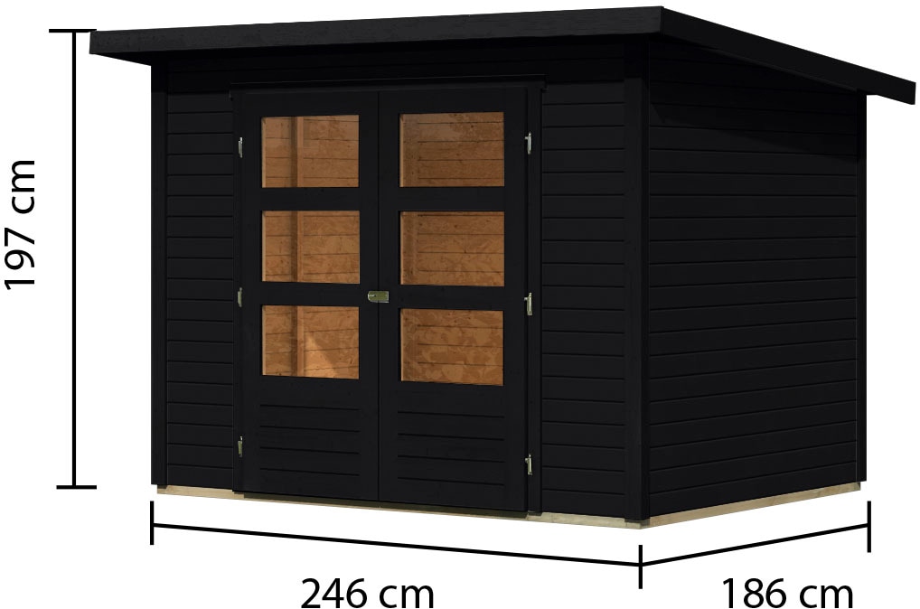 Karibu Gartenhaus »»Stockach 3« schwarz, aus Fichte«, aus Fichtenholz, lakiert