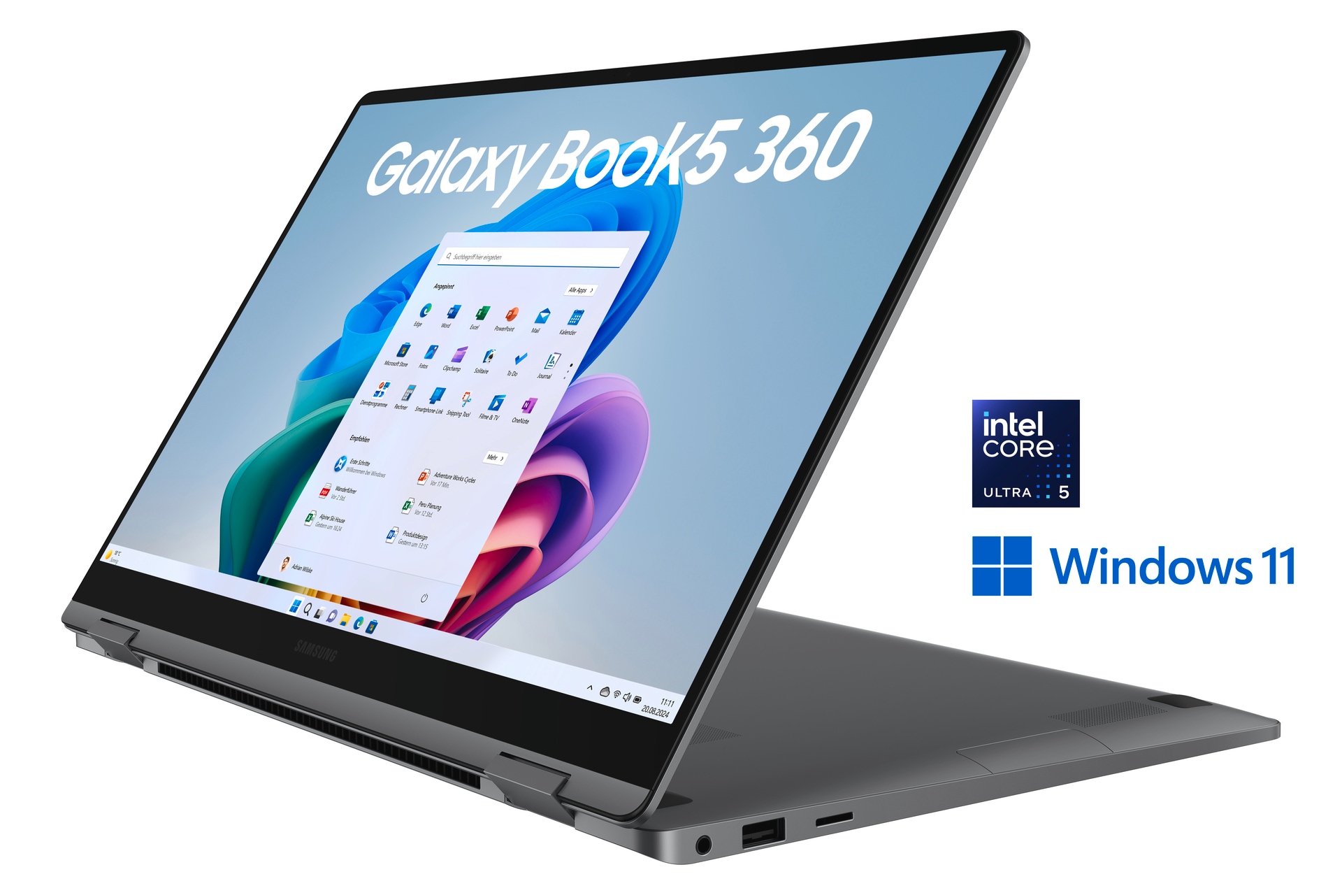 SAMSUNG Convertible Notebook "Galaxy Book5 360 15,6'' (NP750Q) Ultra5 16 GB + 512 GB", 16 GB RAM 512 GB SSD, Core Ultra 5, Windows 11 Home, grau,