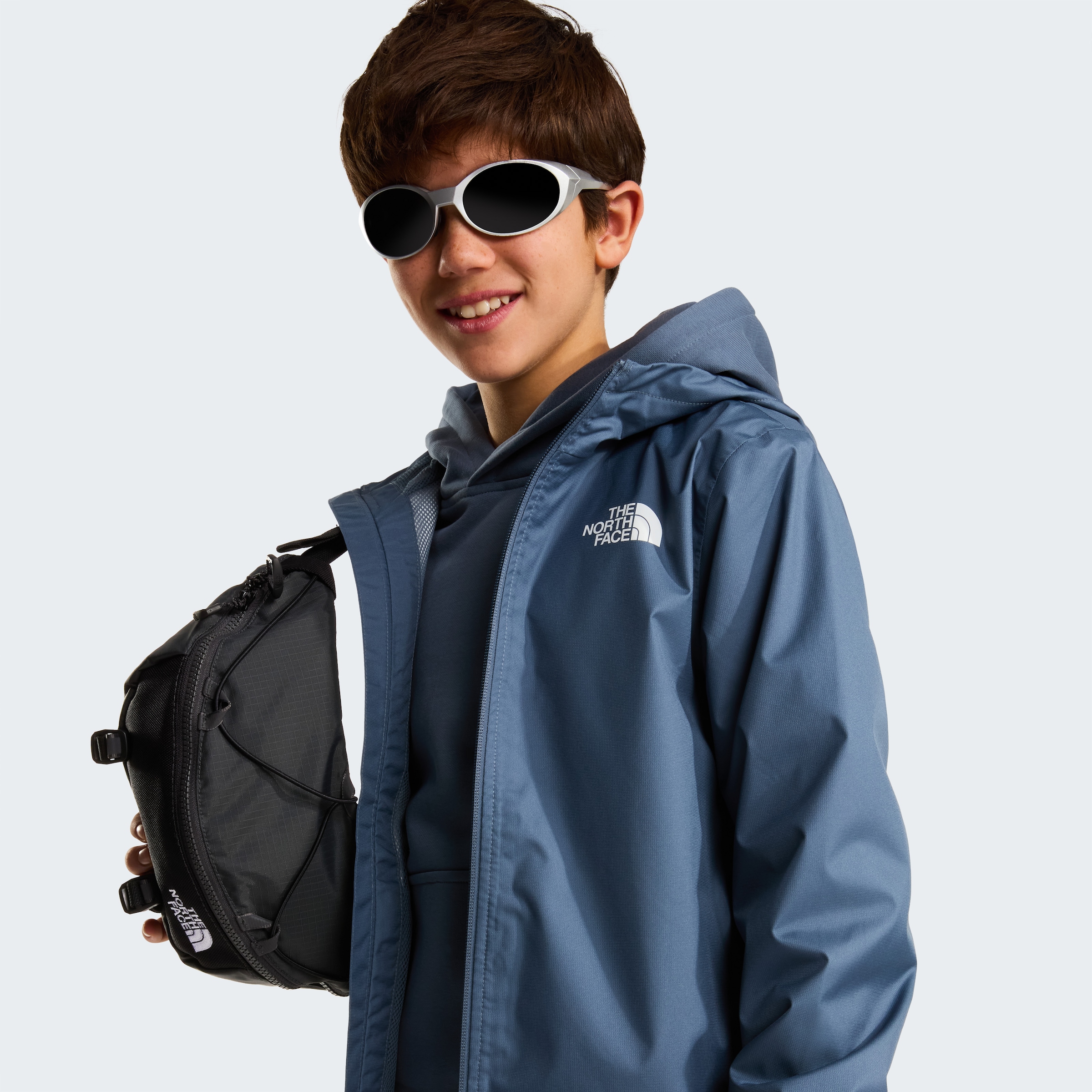 The North Face Regenjacke »TEEN ZIPLINE RAIN JACKET« für Jugendliche, mit fester Kapuze, mit RV-Garage