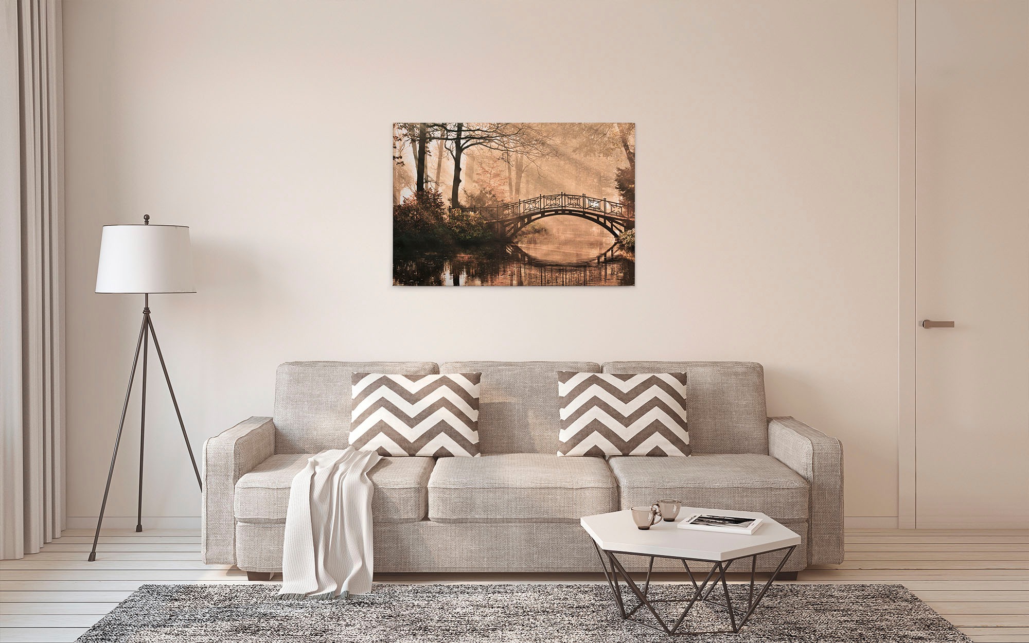 A.S. Création Leinwandbild »Park Bridge«, Wald, (1 St.), Bild mit Brücke Keilrahmen
