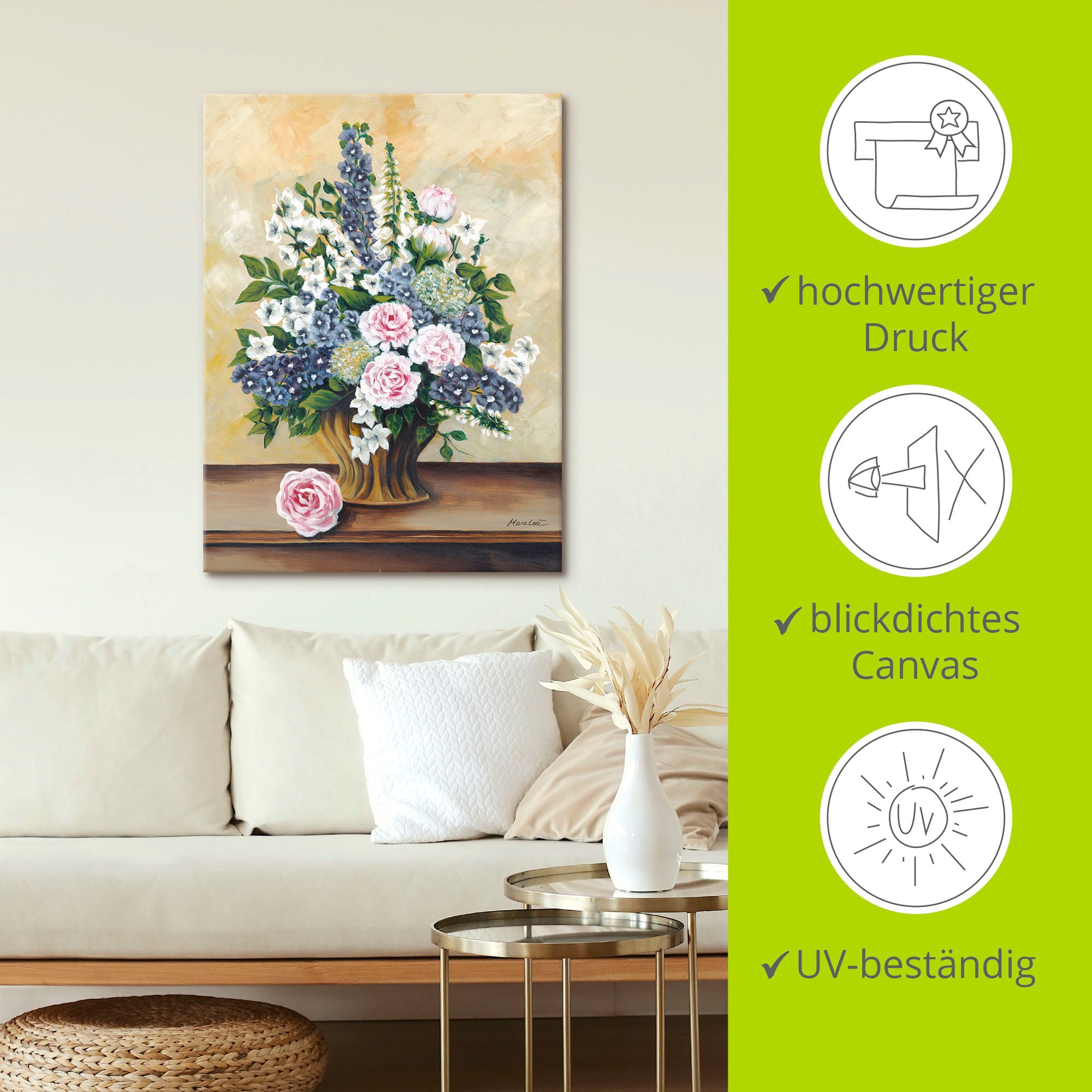 Artland »Blumenbouqet« Blumen 1 Stk. tlg. auf Holzrahmen gespannt