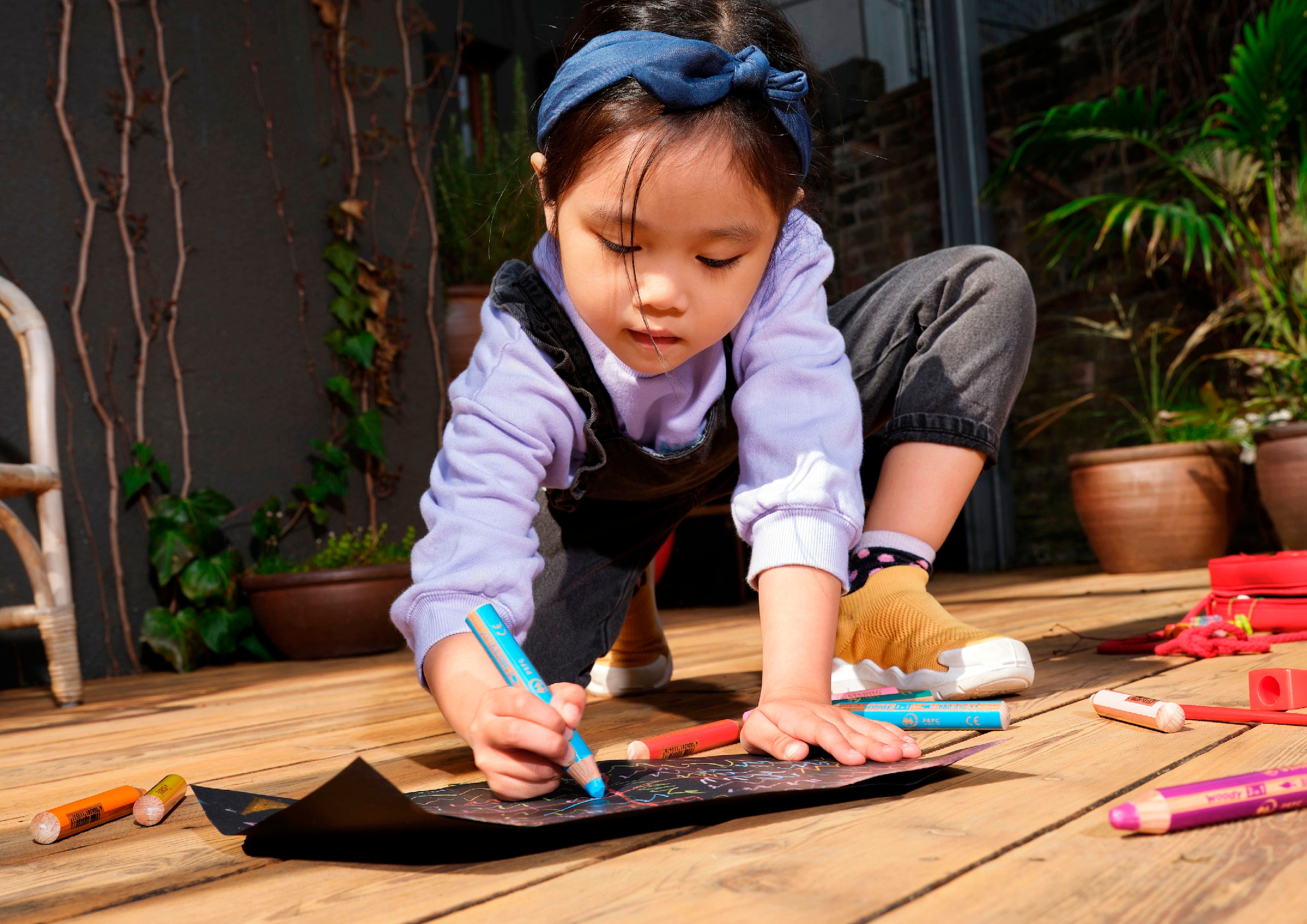 STABILO Buntstift »Wasserfarbe & Wachsmalkreide woody 3 in 1 - 6er Pack« mit 6 verschiedenen Farben; Made in Germany