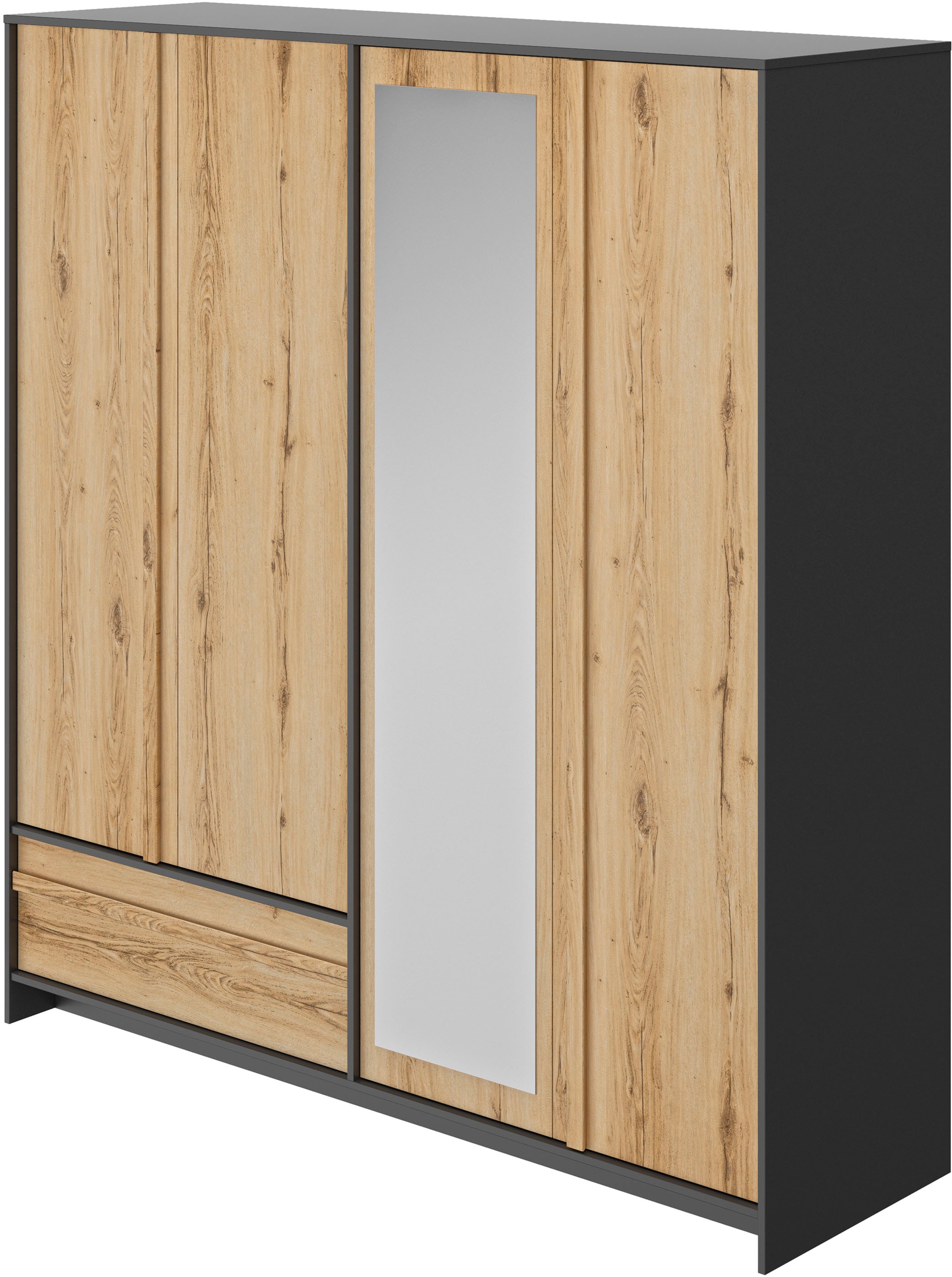 Gami Schlafzimmer-Set »Mimizan«, (4 tlg., Bett, 2x Nachttische, Kleiderschrank, Kommode, Garderobenschrank)