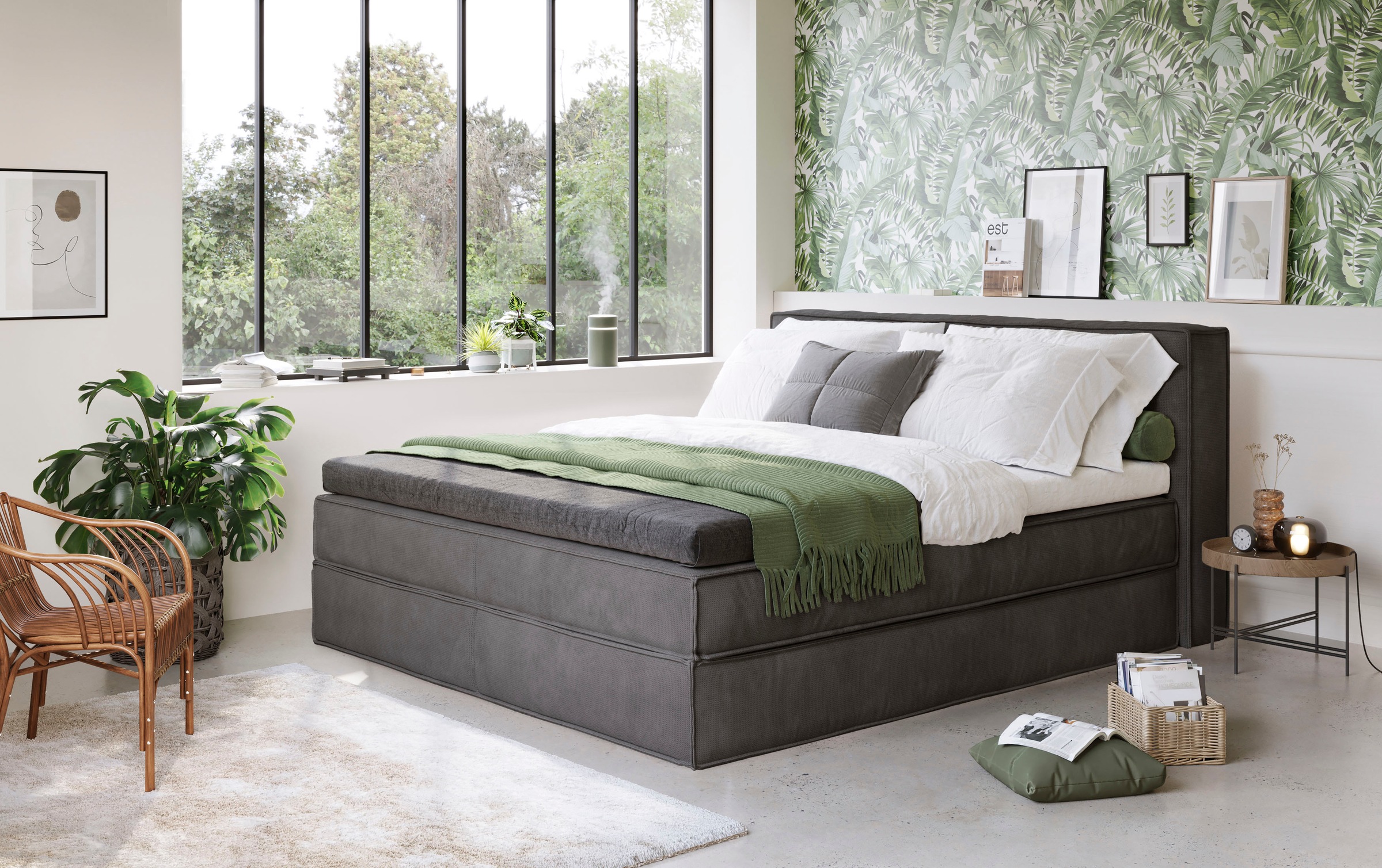 Home affaire Boxspringbett »Milano«, Boxbett inkl. Topper, 2 Matratzen, Härtegrade H2, H3 und H4 wählbar