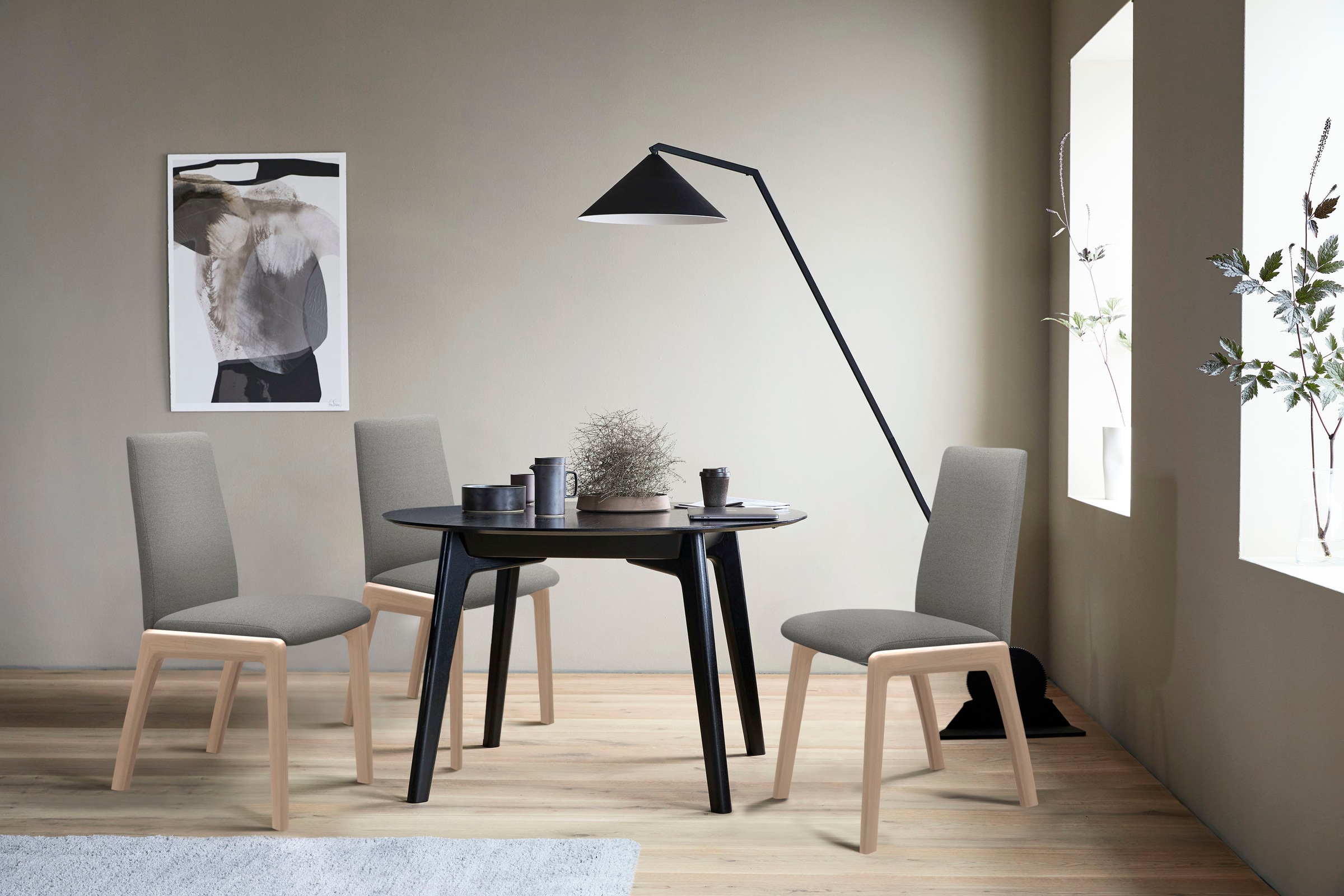 Stressless® Polsterstuhl »Laurel«, ROHLEDER Stoff Q2 FARON, Low Back, Größe M, mit abgerundeten Beinen in Eiche gekalkt