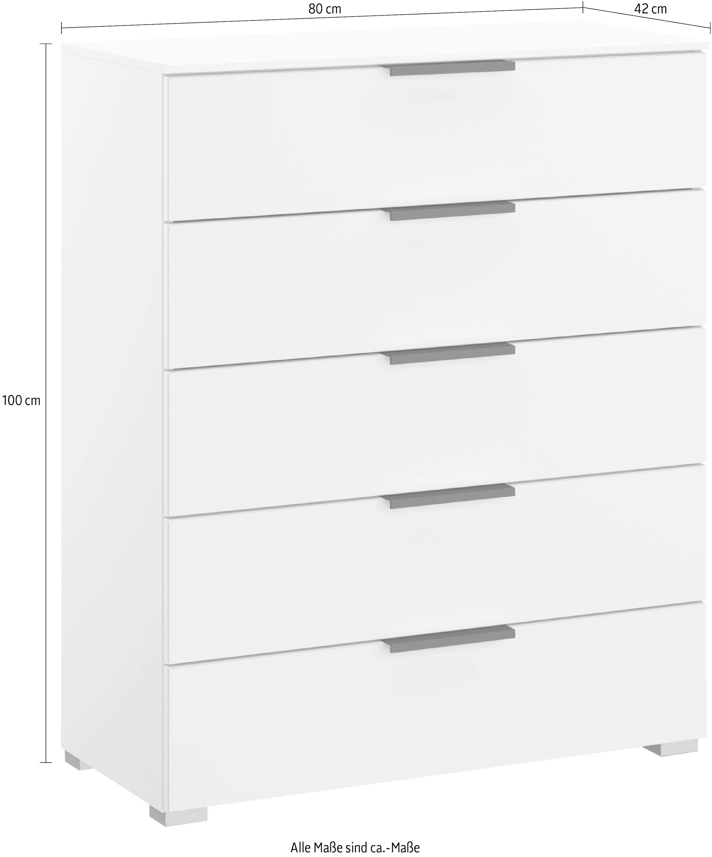 rauch Schubkastenkommode »Kommode Sideboard Wäscheschrank Schrank SKAT MERIDIAN« inkl. SOFT-CLOSE-FUNKTION,  mit 5 Schubladen mit Glasfront in elegantem Design MADE IN GERMANY