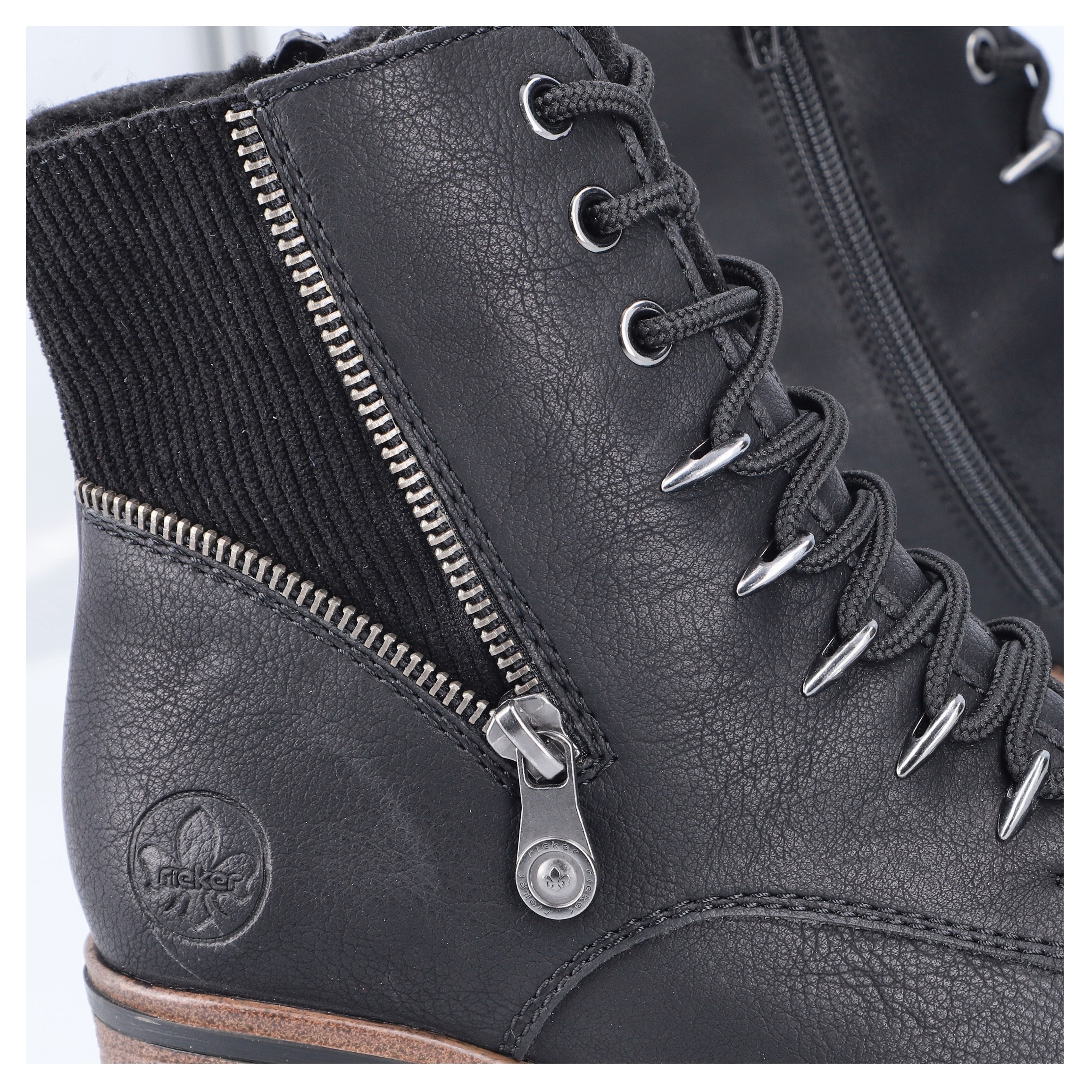 Rieker Winterstiefelette, Schnürstiefelette, Schnürboots, Blockabsatz, schmale Form
