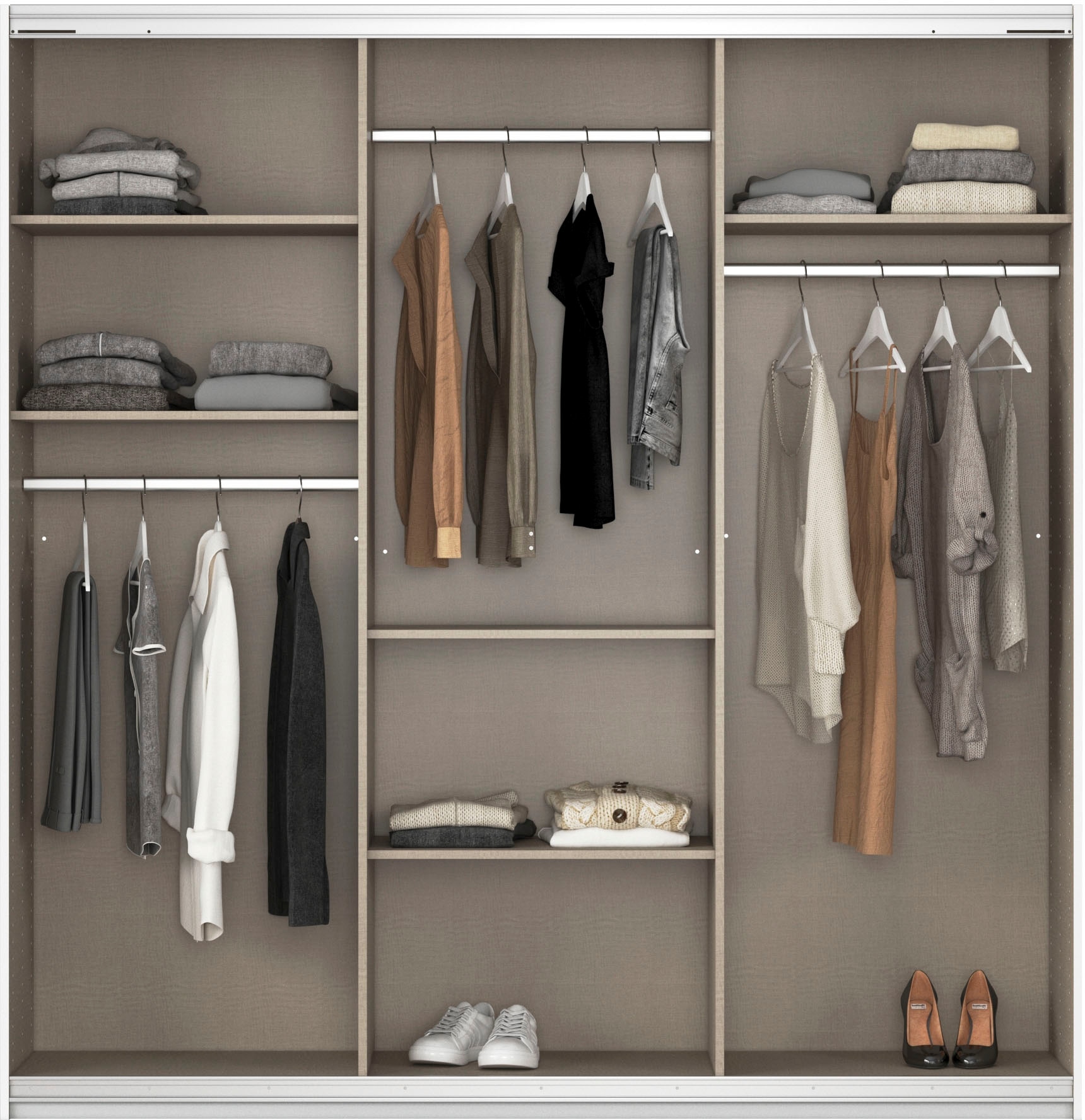 rauch Schwebetürenschrank »Kleiderschrank Schrank Garderobe AGORDO«, (in zwei Griff-Farben), Top Innenausstattung, in 4 Breiten und 2 Höhen MADE IN GERMANY