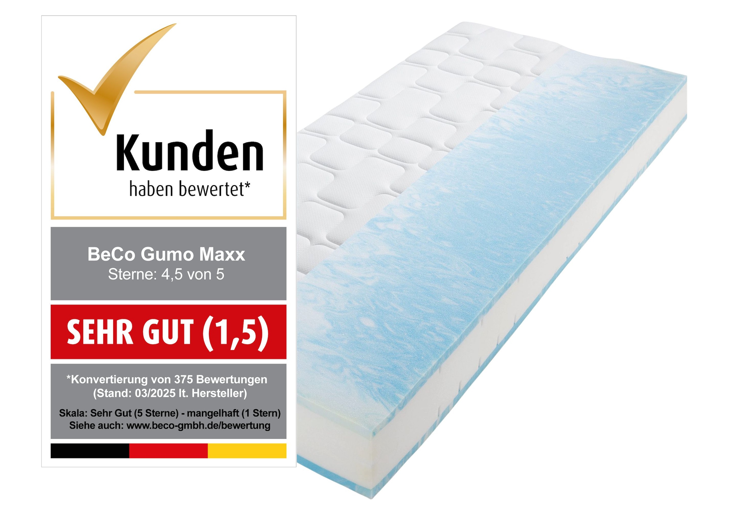 Beco Gelschaummatratze "GUMO MAXX, 7 Zonen Matratze 90x200,140x200 und weit günstig online kaufen