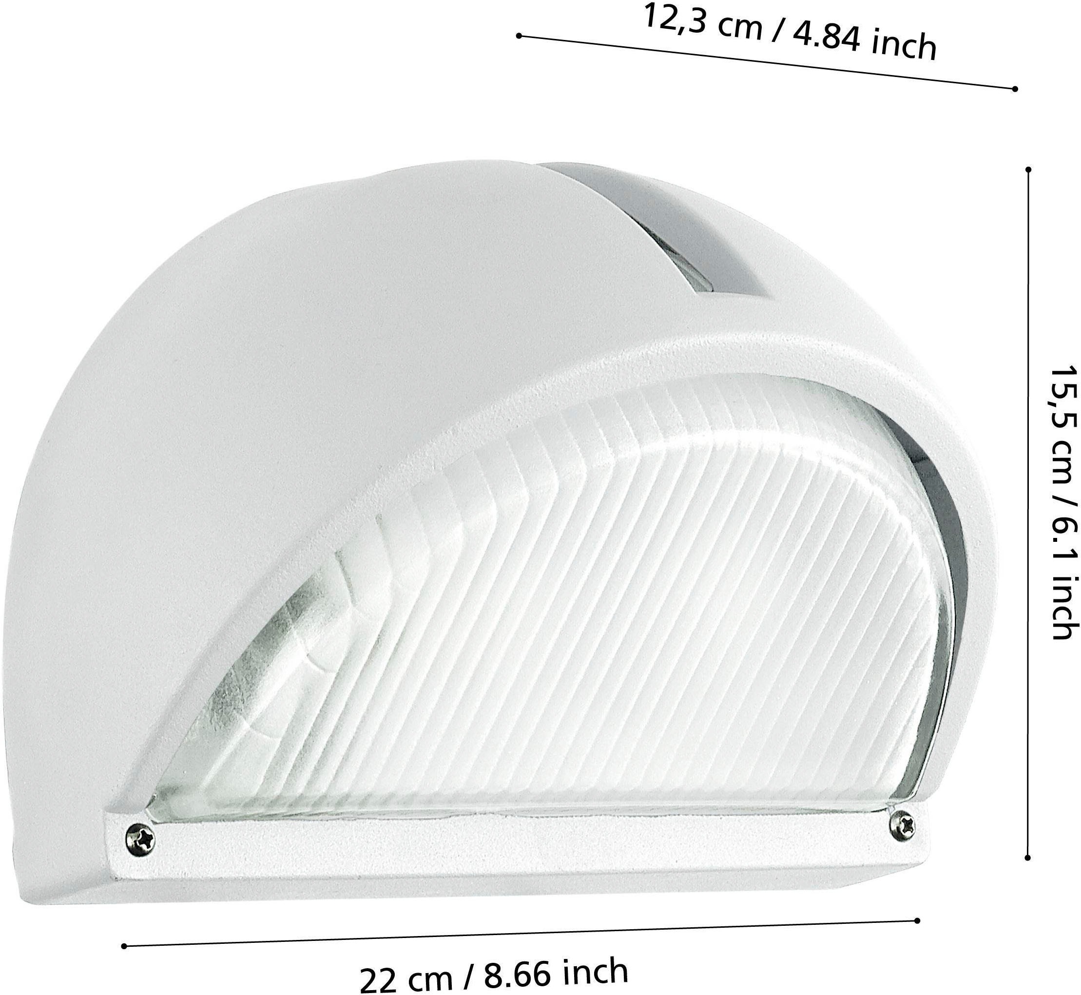 EGLO Wandleuchte »Onja Außen-Wandlampe, Außenleuchte aus Aluguss und Glas, E27, IP44« E27 1 Stk. Wand-/Deckenleuchte - L22 x H15,5 x AL12,5 cm - weiß - 1X40W exkl.