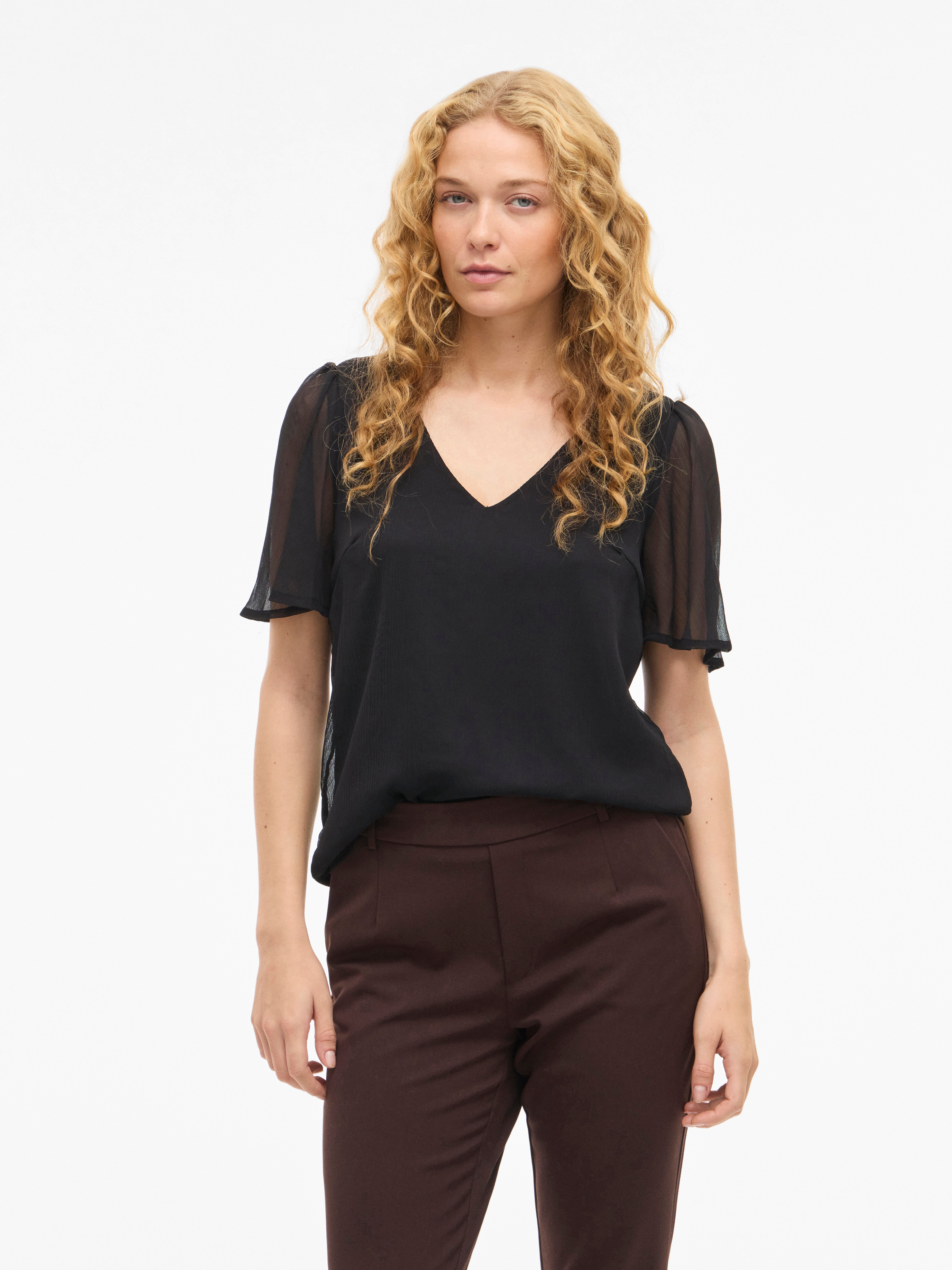 Vila T-Shirt "VIFALIA V-NECK S/S TOP - NOOS"