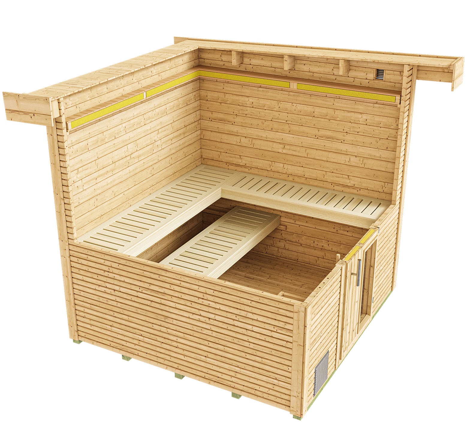 weka Saunahaus »Design-Saunahaus KUOPIO 1«, Blockbohlen, modernes wekaLine-Profil