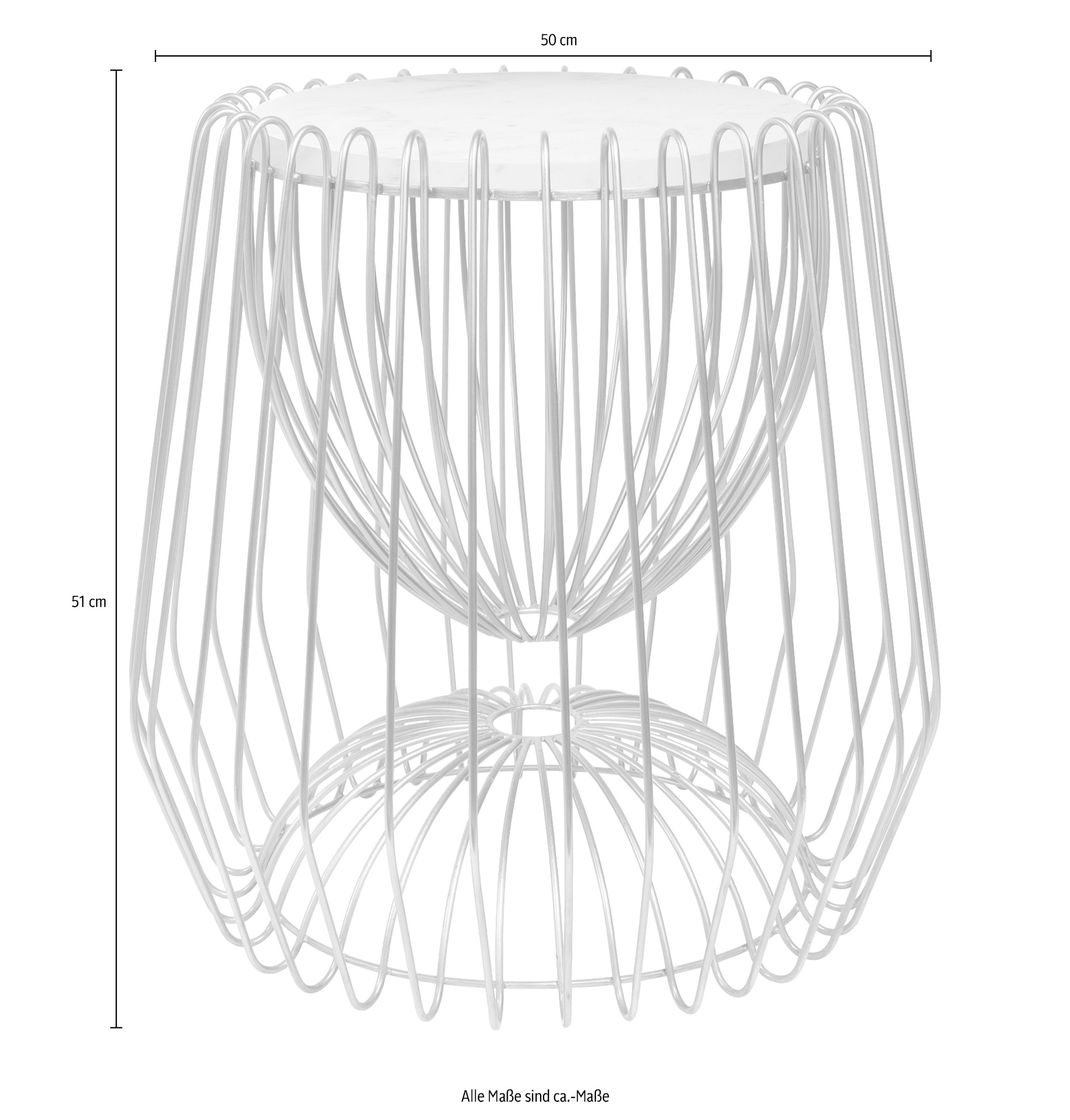 Kayoom Beistelltisch »Malibu 225, Beistelltisch mit edler Marmorplatte«, (1 St.), ø-Marmorplatte: 33,5 cm, angesagtes Metalldesign, pflegeleicht