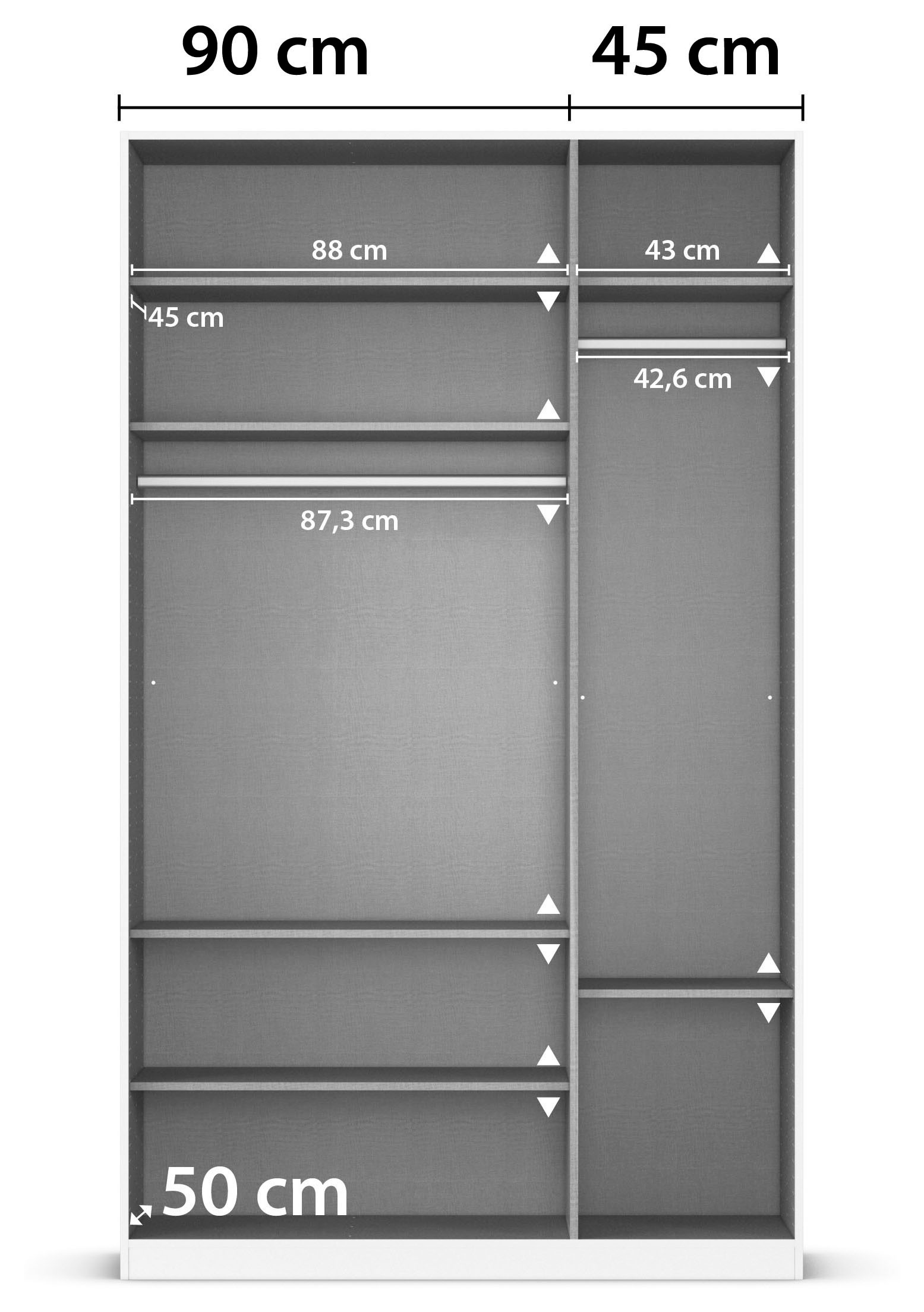 rauch Drehtürenschrank »Kleiderschrank Schrank Garderobe AGORDO TOPSELLER Schlafzimmer«, (in zwei Griff-Farben mit Dekor- oder Hochglanzfront), durchdachte Innenausstattung, in 6 Breiten und 2 Höhen MADE IN GERMANY
