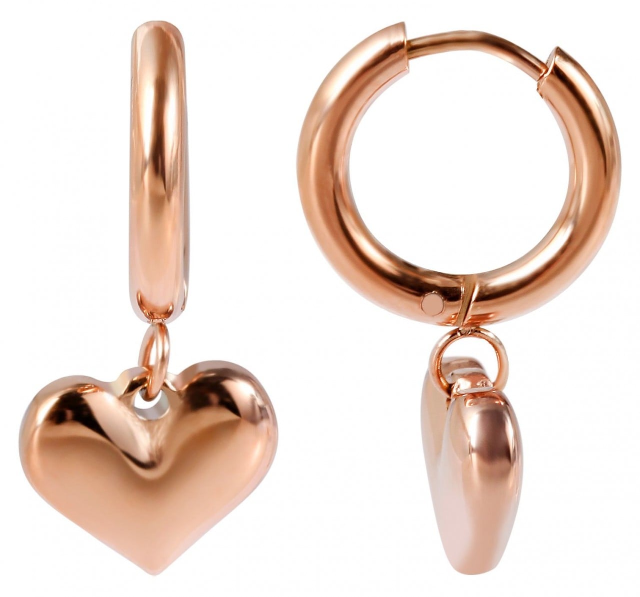 Paar Ohrhänger ADELIA´S "Damen Ohrhänger aus Edelstahl mit Herz - - Ø 10 mm", silber, Ohrringe, Damen, Damen, Edelstahl