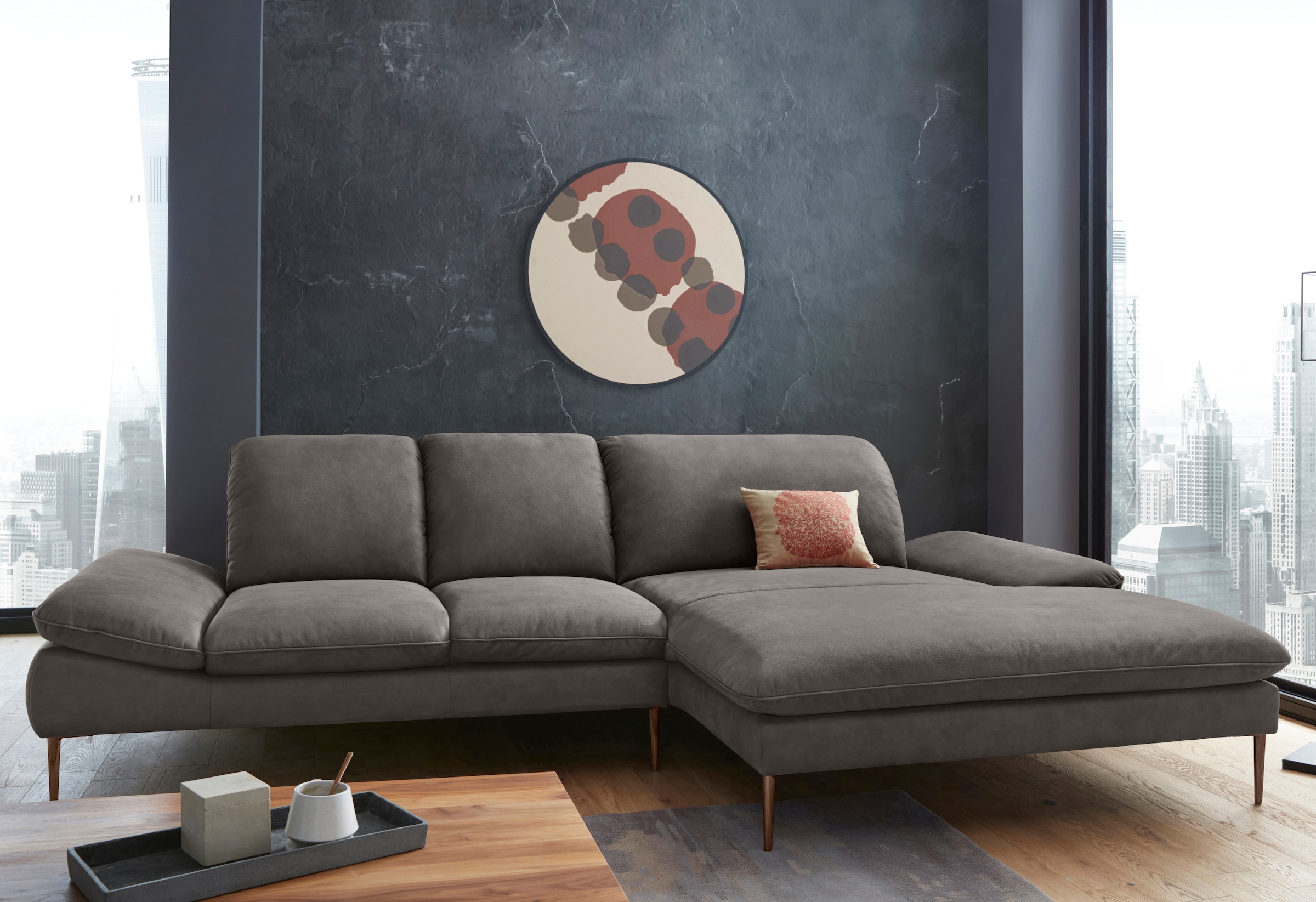 W.SCHILLIG Ecksofa "enjoy&MORE, Designsofa, bequem, zeitlos und elegant, L-Form" Sitztiefenverstellung, Füße bronze pulverbeschichtet, Breite 310 cm