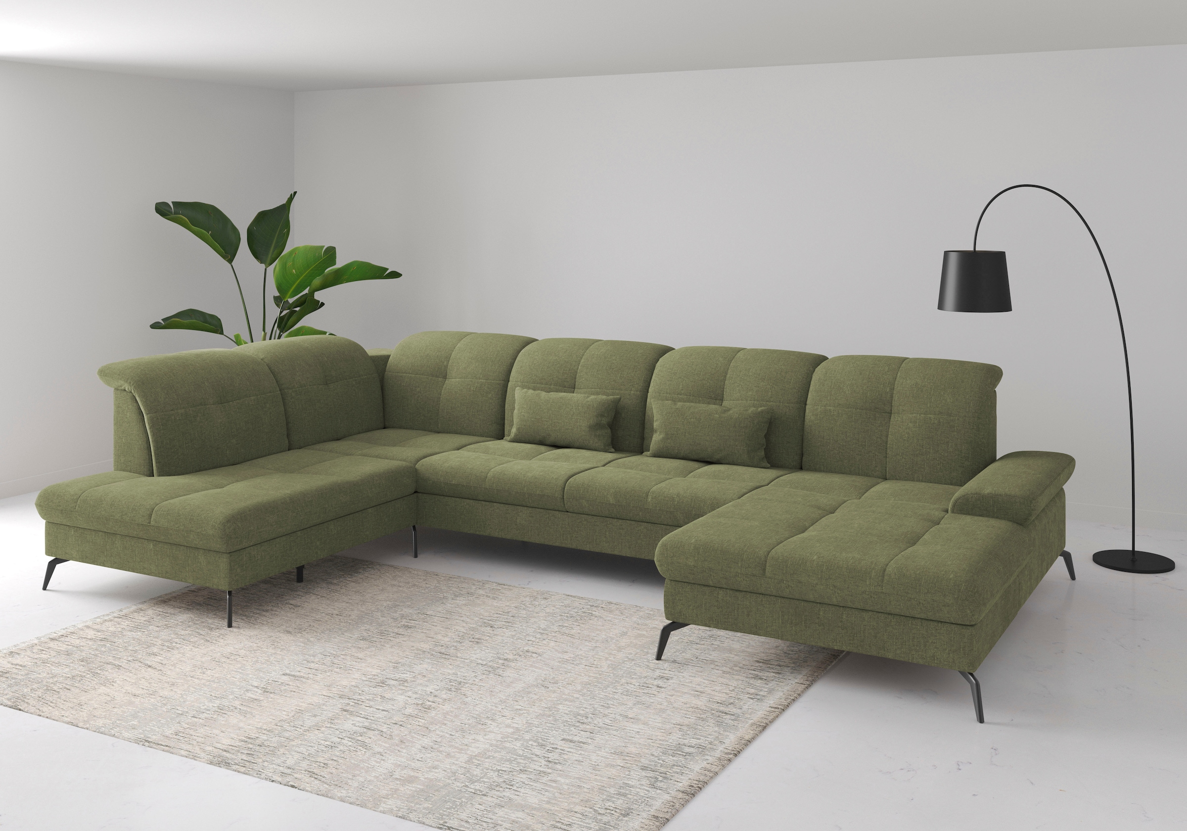 sit&more Wohnlandschaft "Amica, U-Form, inkl. Sitztiefenverstellung und Armteilverstellung" wahlweise mit Kopfteilverstellung, Schlaffunktion und Bettkasten