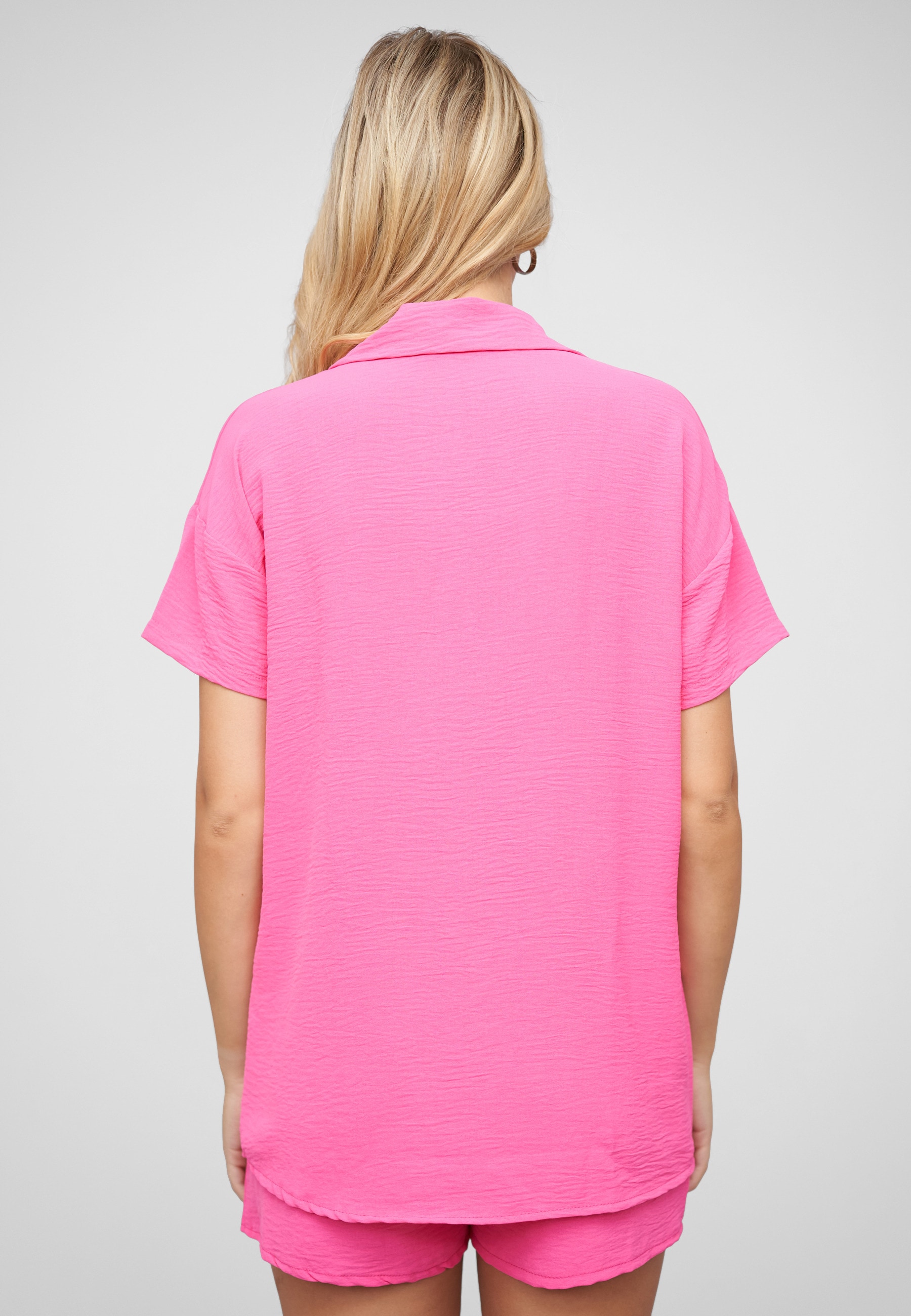CLOUD 5IVE Kurzarmshirt »CLOUD 5IVE Musselin Kurzarm Hemd mit Knopfleiste und Brusttasche«