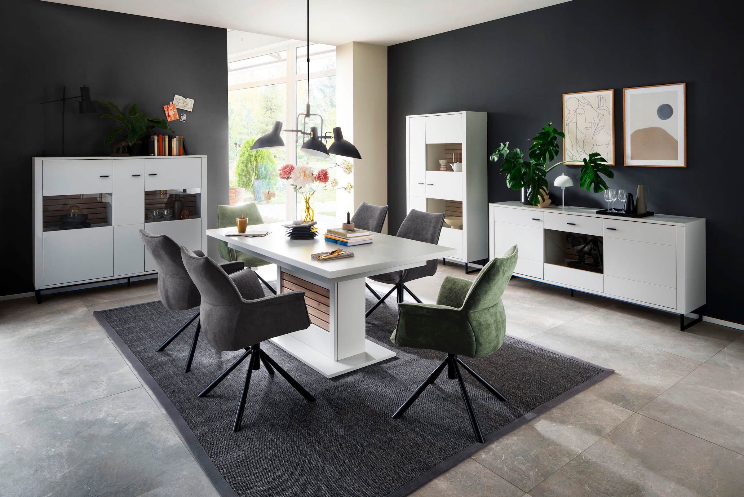 MCA furniture Esszimmerstuhl »KONYA«, Chenille, 2er-Set, 360° drehbar, Belastbarkeit 120 kg, Sitzhöhe ca. 50 cm