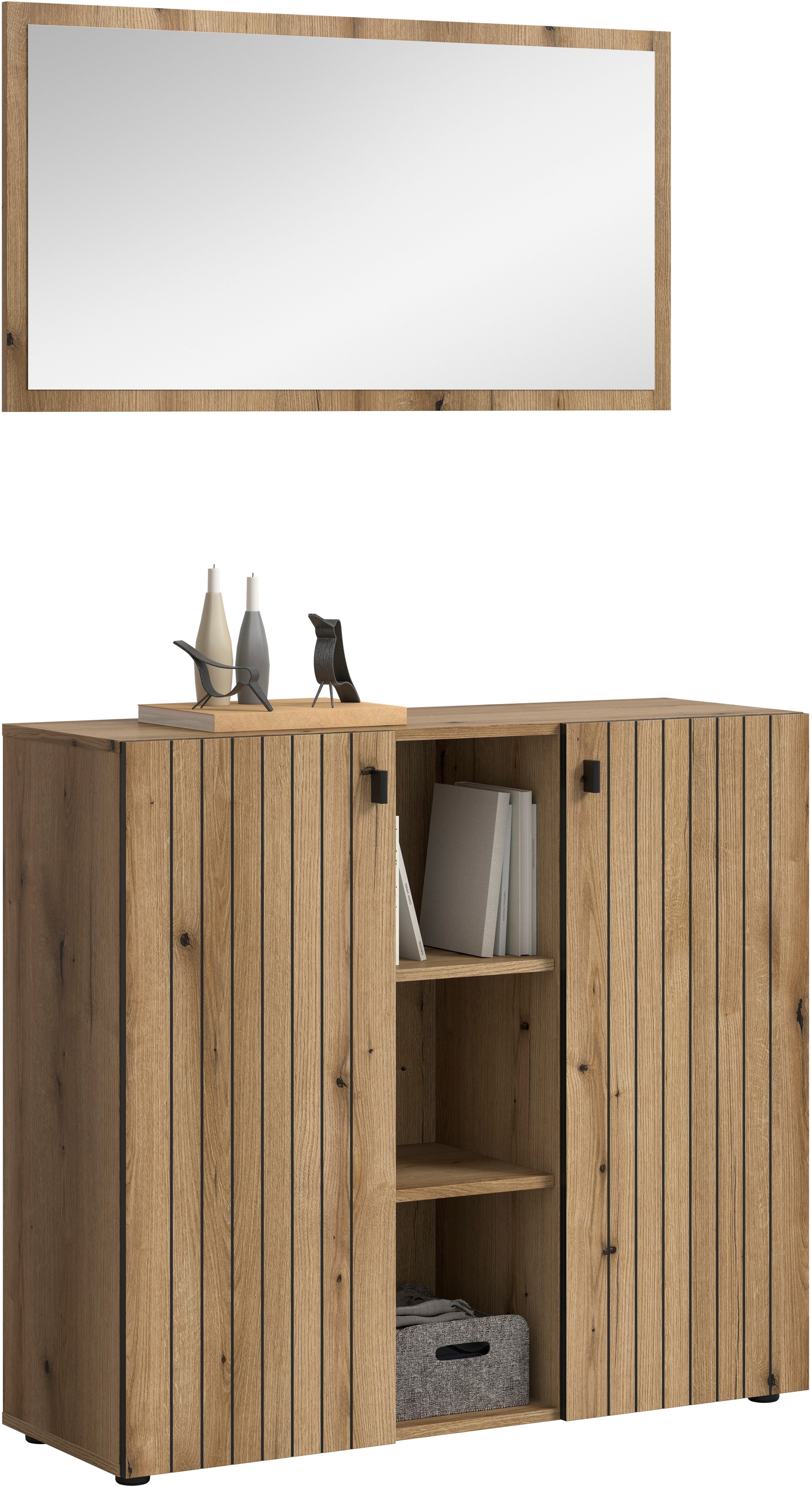 Thumbnail - Home affaire Garderoben-Set "TATIO, 2-tlg. Garderobenkombination,Breite: 106 cm, Rillenfräsung" Set, Set, best. aus: 1 S...