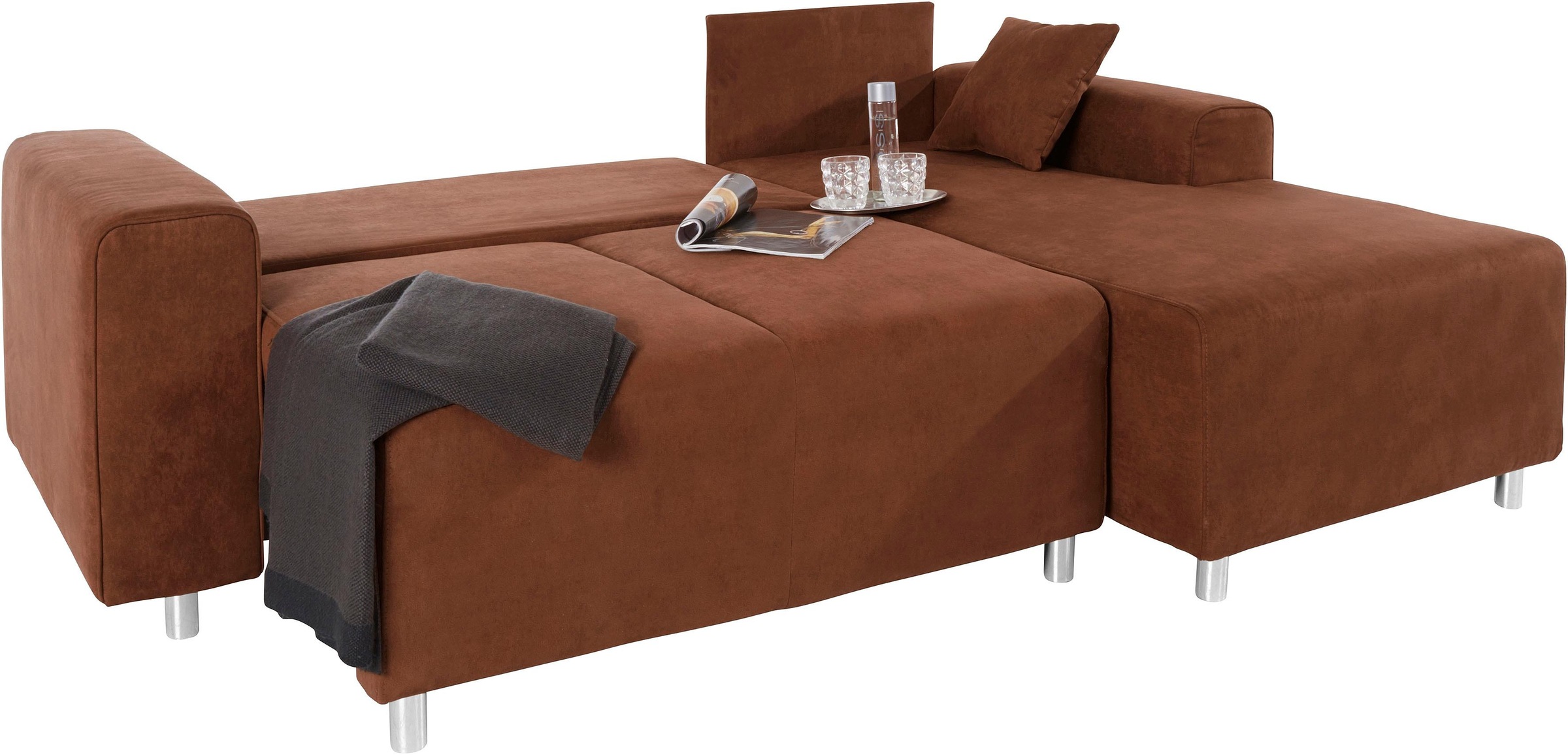 Home affaire Ecksofa »Györ«, L-Form, wahlweise mit Bettfunktion und Bettkasten incl. 2 Zierkissen