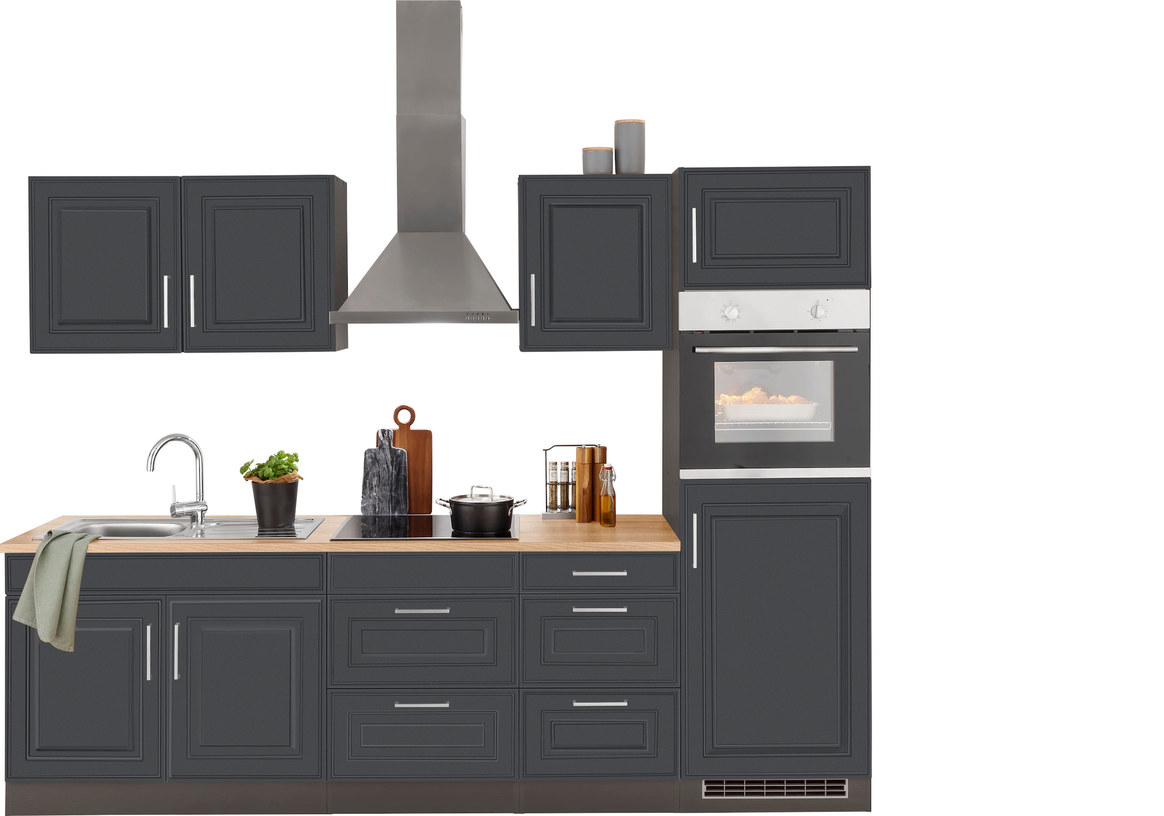 HELD MÖBEL Küchenzeile "Stockholm", Breite 270 cm, mit hochwertigen MDF Fro günstig online kaufen
