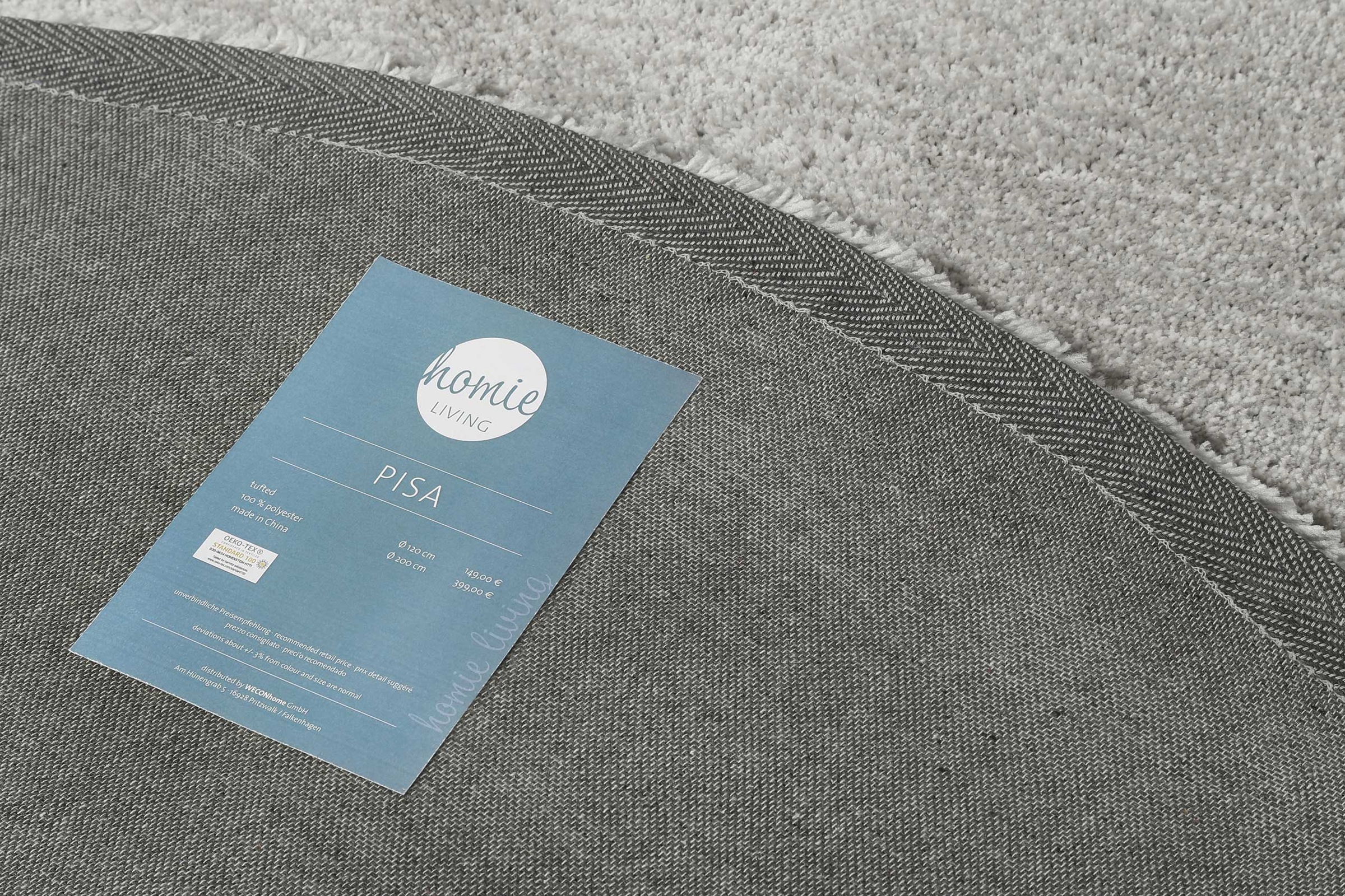 Homie Living Teppich »Pisa«, rund, 25 mm Höhe, Hochflor, Microfaser, uni, weich, Shaggy, Wohnzimmer, Schlafzimmer