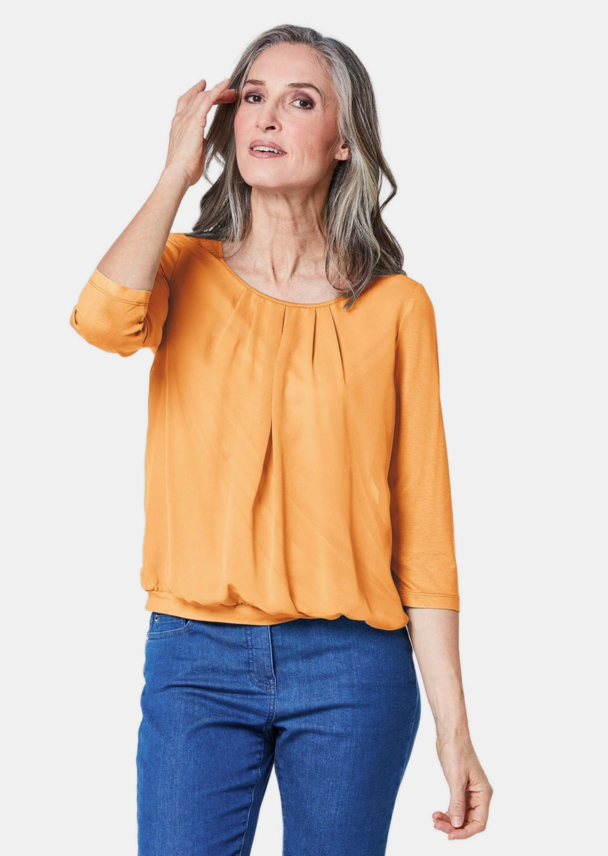 GOLDNER Kurzarmbluse »Blusenshirt Gepflegtes Shirt in eleganter Blusen-Optik«