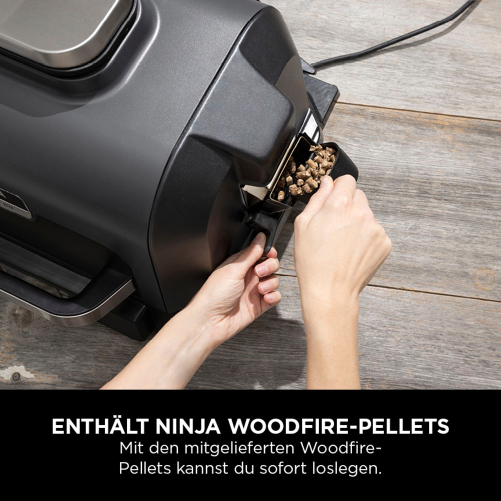 NINJA Elektrogrill »Woodfire OG850EU«, 1700 W, Outdoor Grill, Smoker und Heißluft-Fritteuse