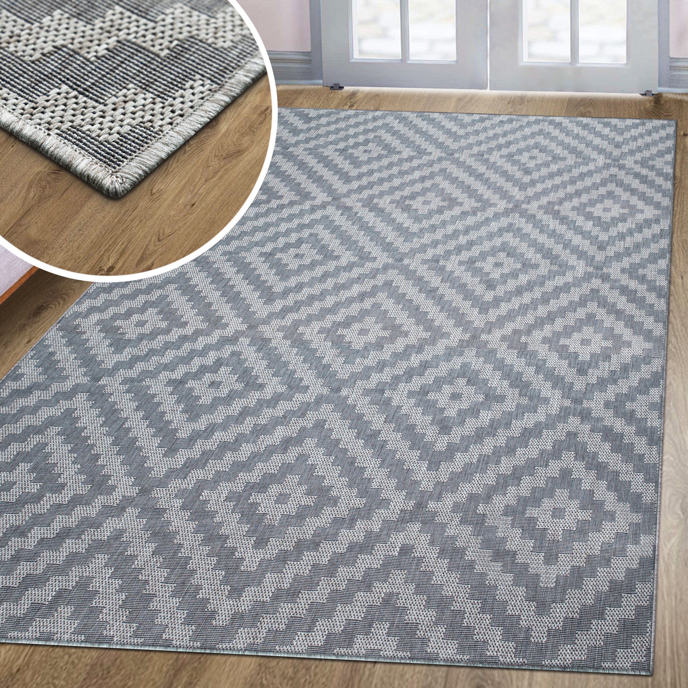 my home Teppich »Cordoba auch als Läufer erhältlich«, rechteckig, 3 mm Höhe, In- und Outdoor geeignet, Sisal-Optik, Wetterfest & UV-beständig, Boho