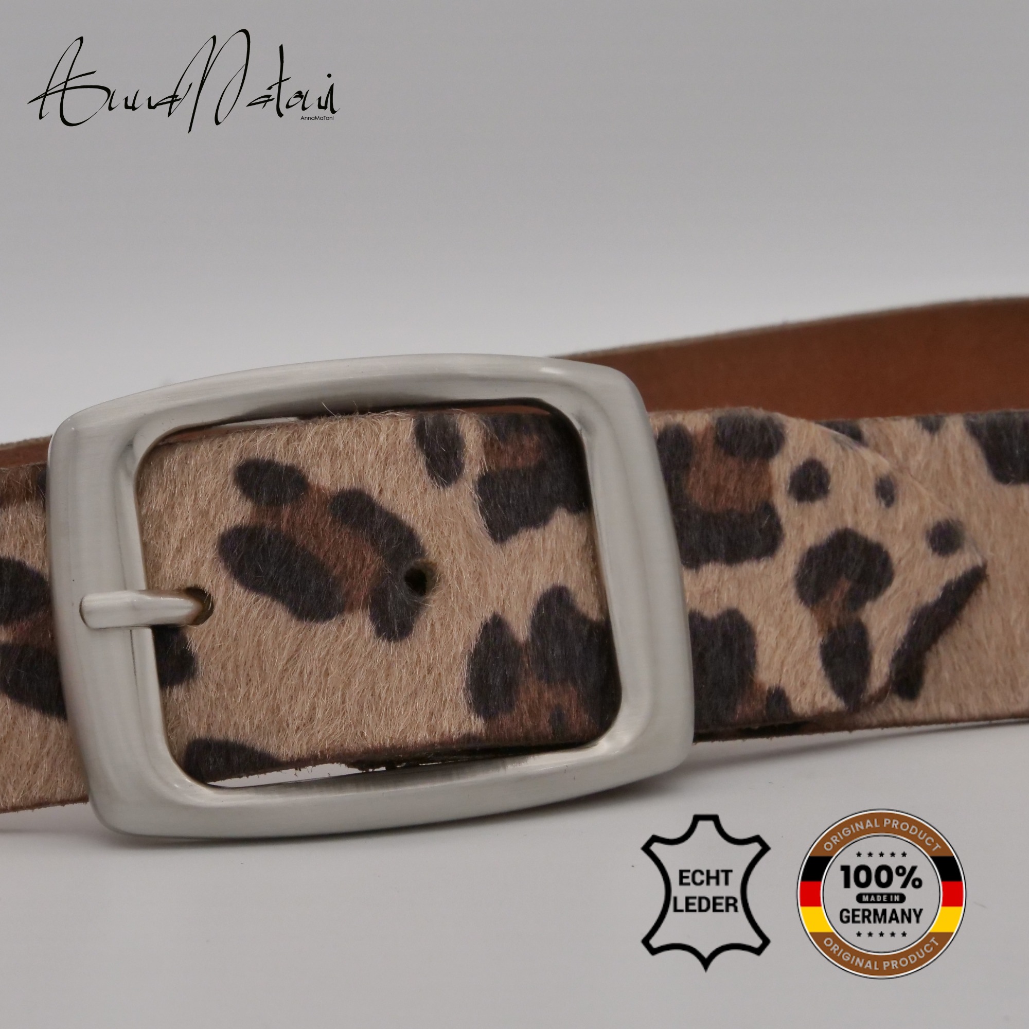 AnnaMatoni Ledergürtel »AnnaMatoni Damen Ledergürtel hochwertiges Kunstfell in Leo Optik«