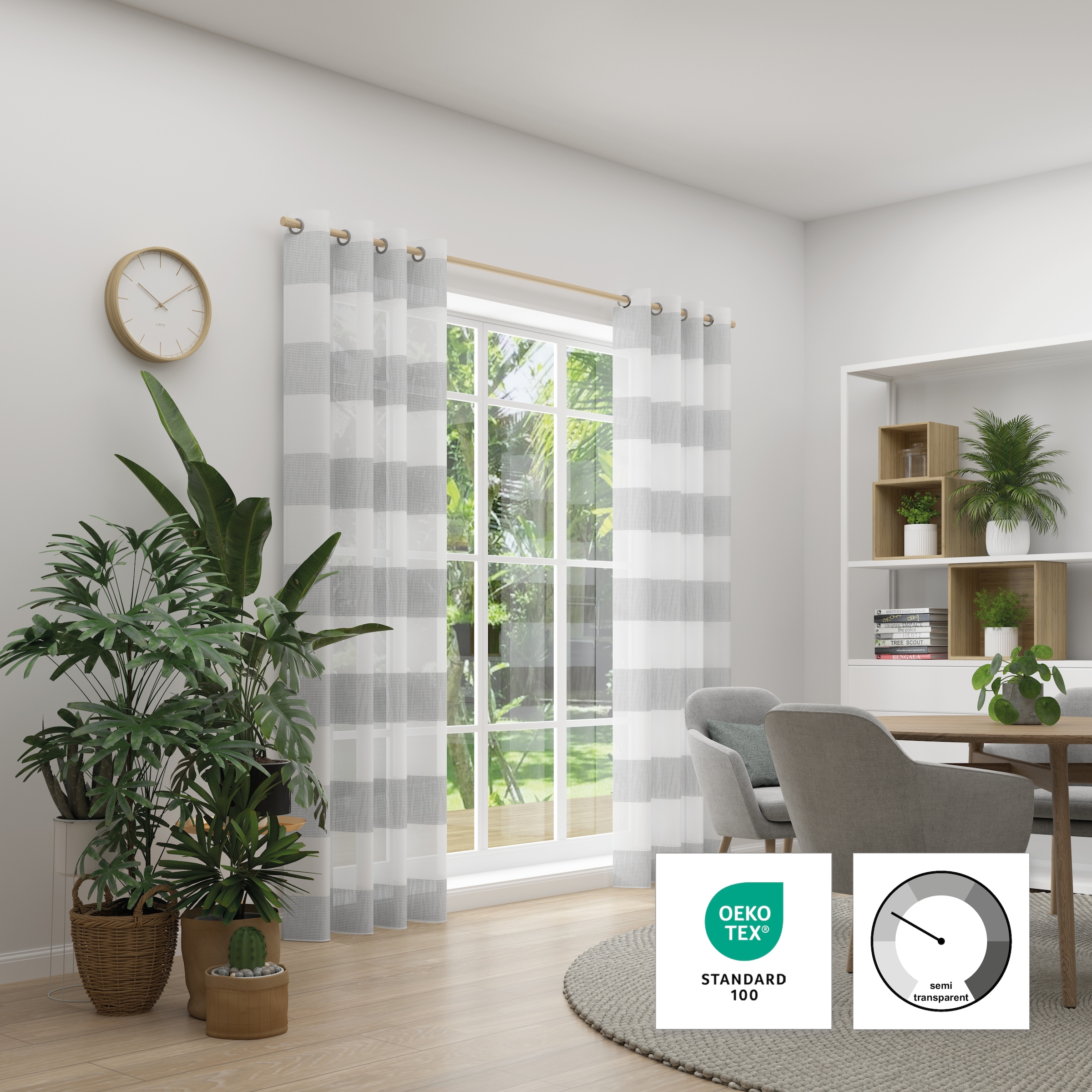 Neutex for you "RIVA" Ösen 1 Stk. tlg. Blockstreifen, grafisches Linienmotiv