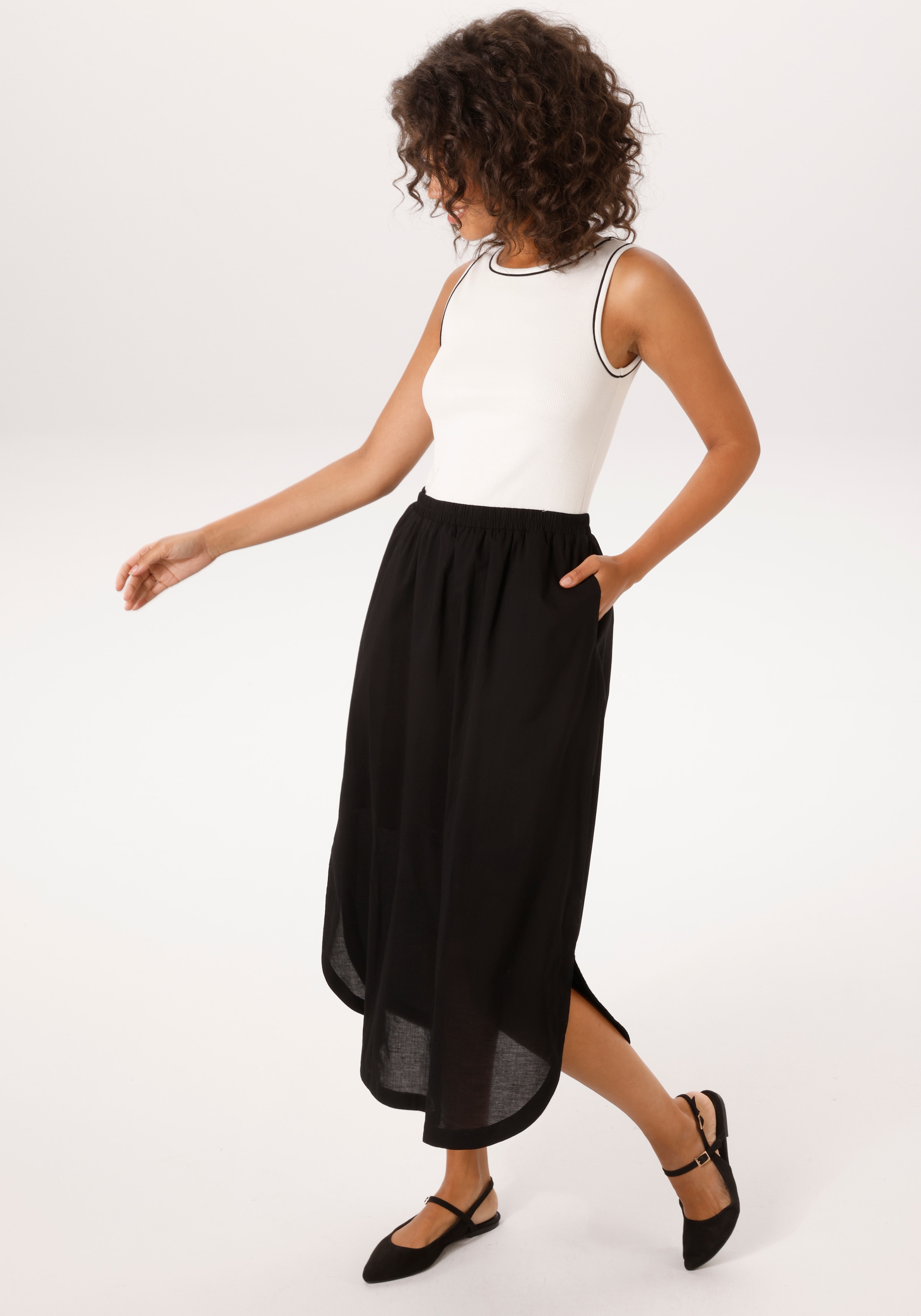 Aniston CASUAL Sommerkleid mit kontastfarbenen Pipings im Oberteil - NEUE K günstig online kaufen