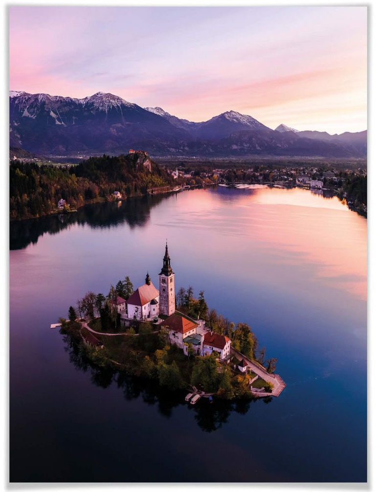 Poster »Bleder See Slowenien«, Landschaften, (1 St.), Poster ohne Bilderrahmen