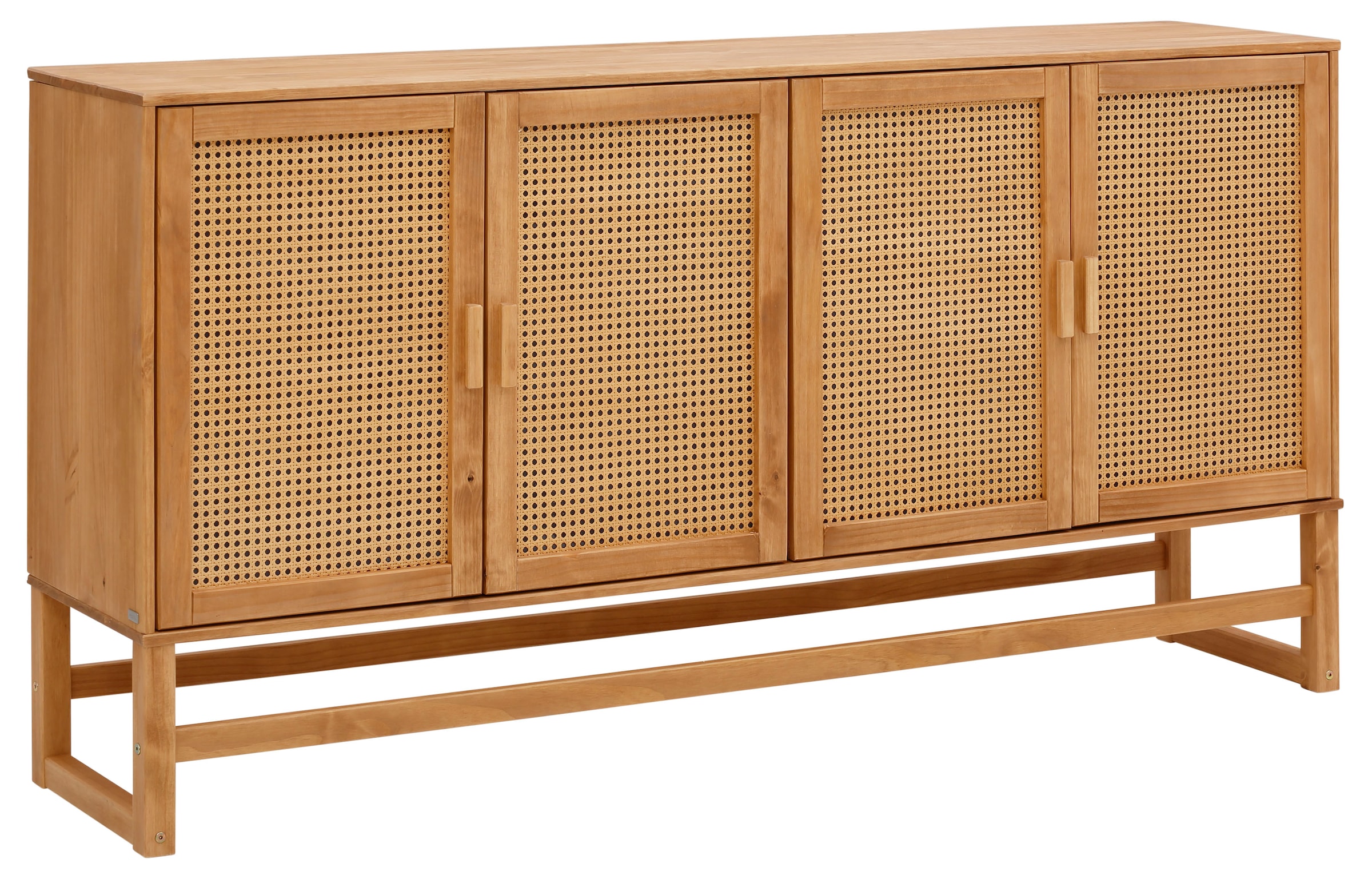 OTTO home Sideboard "Linz" Kommode mit Rattangeflecht auf den Türfronten, aus Massivholz