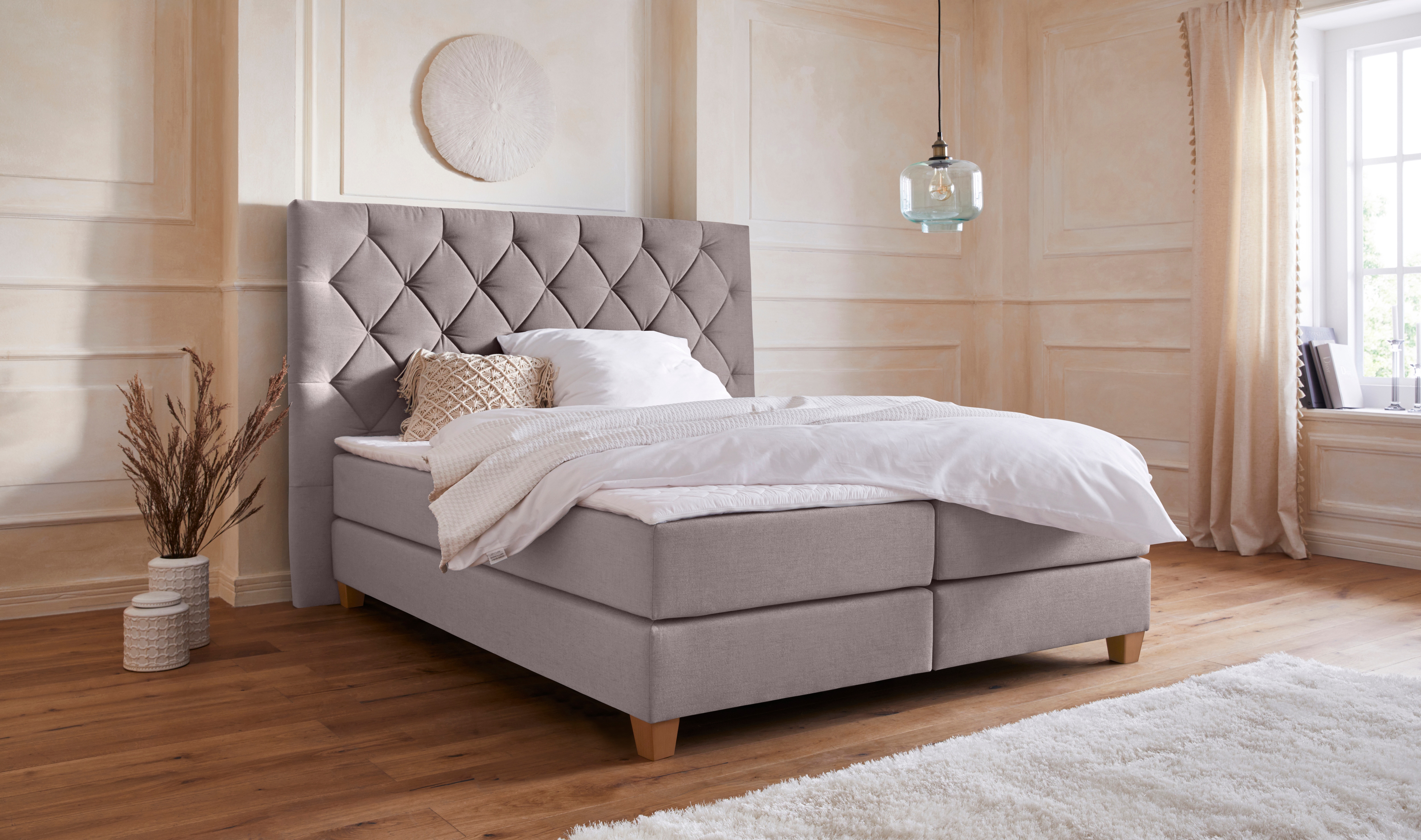 Home affaire Boxspringbett "Harmones hoch" in 3 Breiten, Härtegrad auch im Mix mit je 1 Matratze in H2 und H3