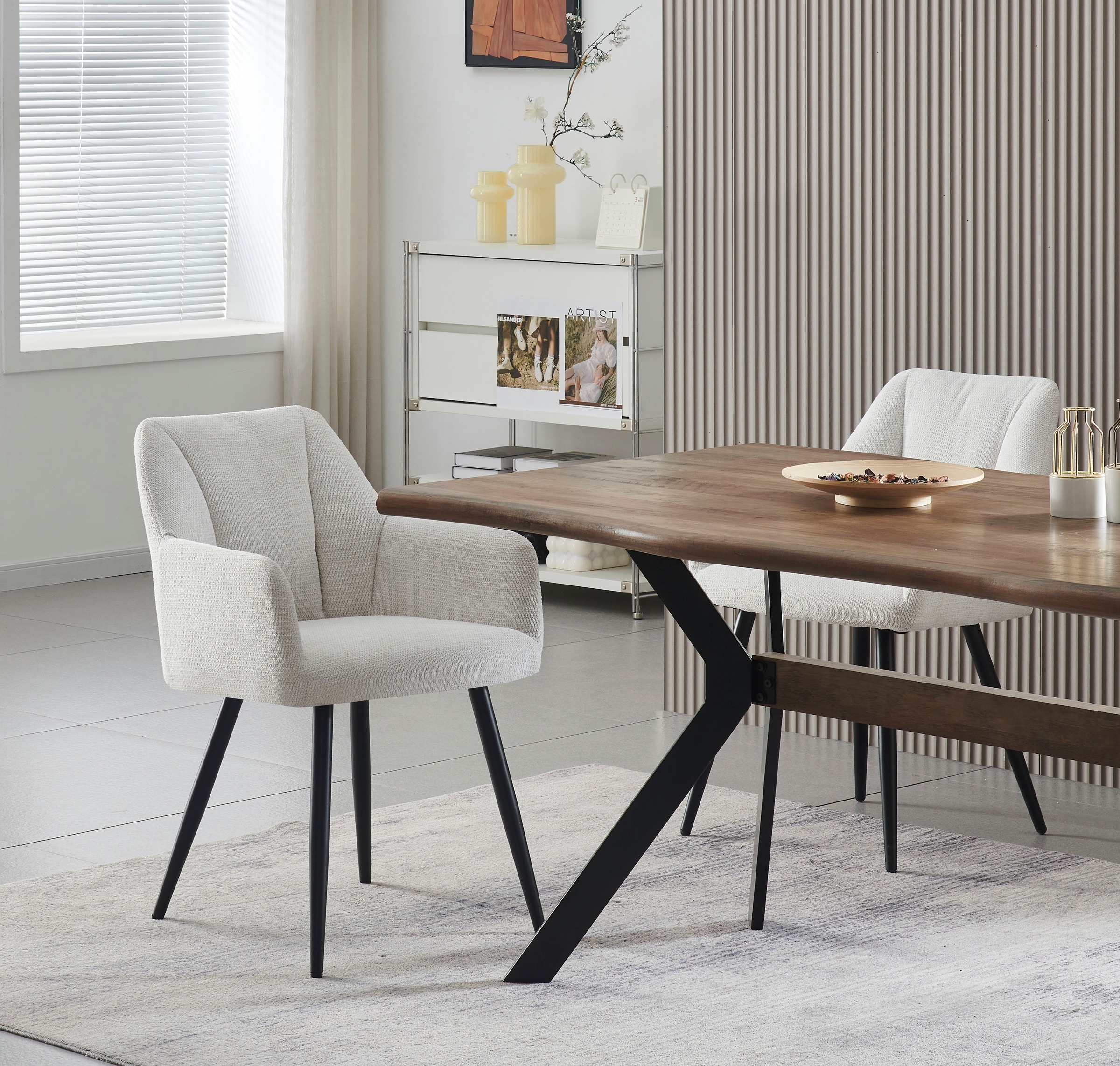 Home affaire Esszimmerstuhl »MILTON, 2er Set, mit Metallgestell in matt schwarz« (Set) 2 Stk.in verschiedenen Farben, Belsatbarkeit pro Stuhl 120 kg, mit Armlehne