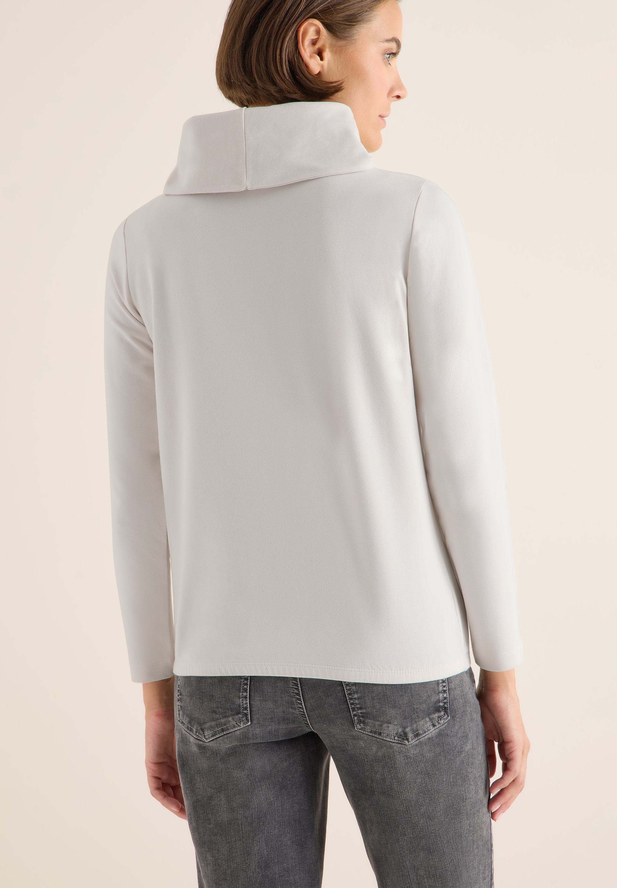 3/4-Arm-Shirt CECIL, Damen, Gr. L (42), light greige, Jersey, Obermaterial: 63% Modal, 35% Baumwolle, 2% Elasthan, unifarben, lässig geschnitten, Rundhals, Shirts 3/4-Arm-Shirt, mit großem Kragen 2