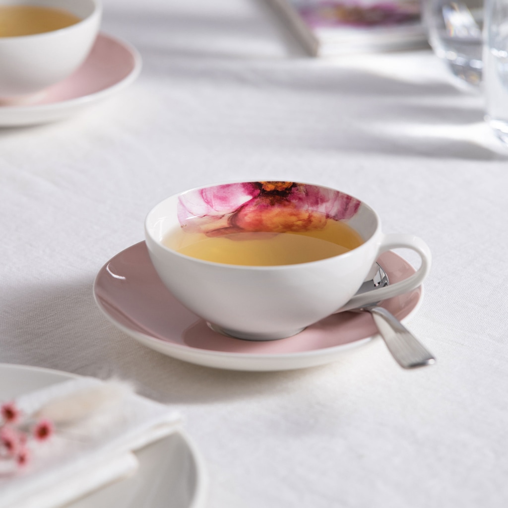 Villeroy & Boch Tasse »Teetasse mit Untertasse Rose Garden 110 ml rosa«